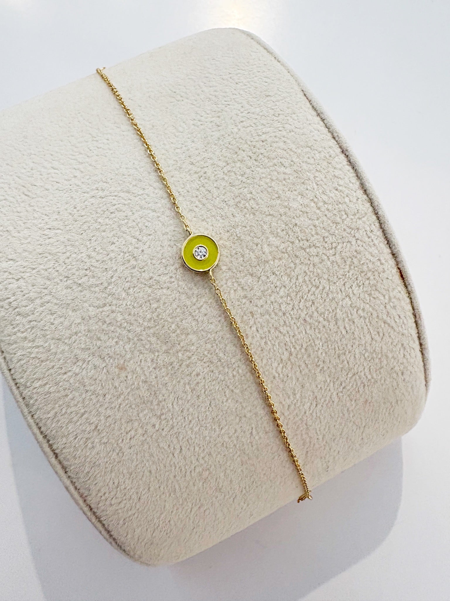 Enamel Disc Bracelet {Citron & Gold}