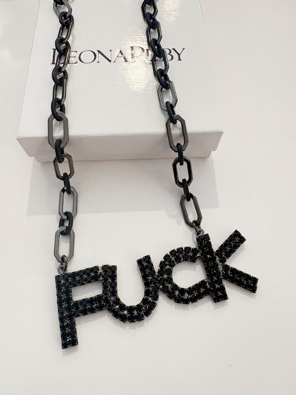 FU FU F#CK Necklace {Gunmetal/Jet}