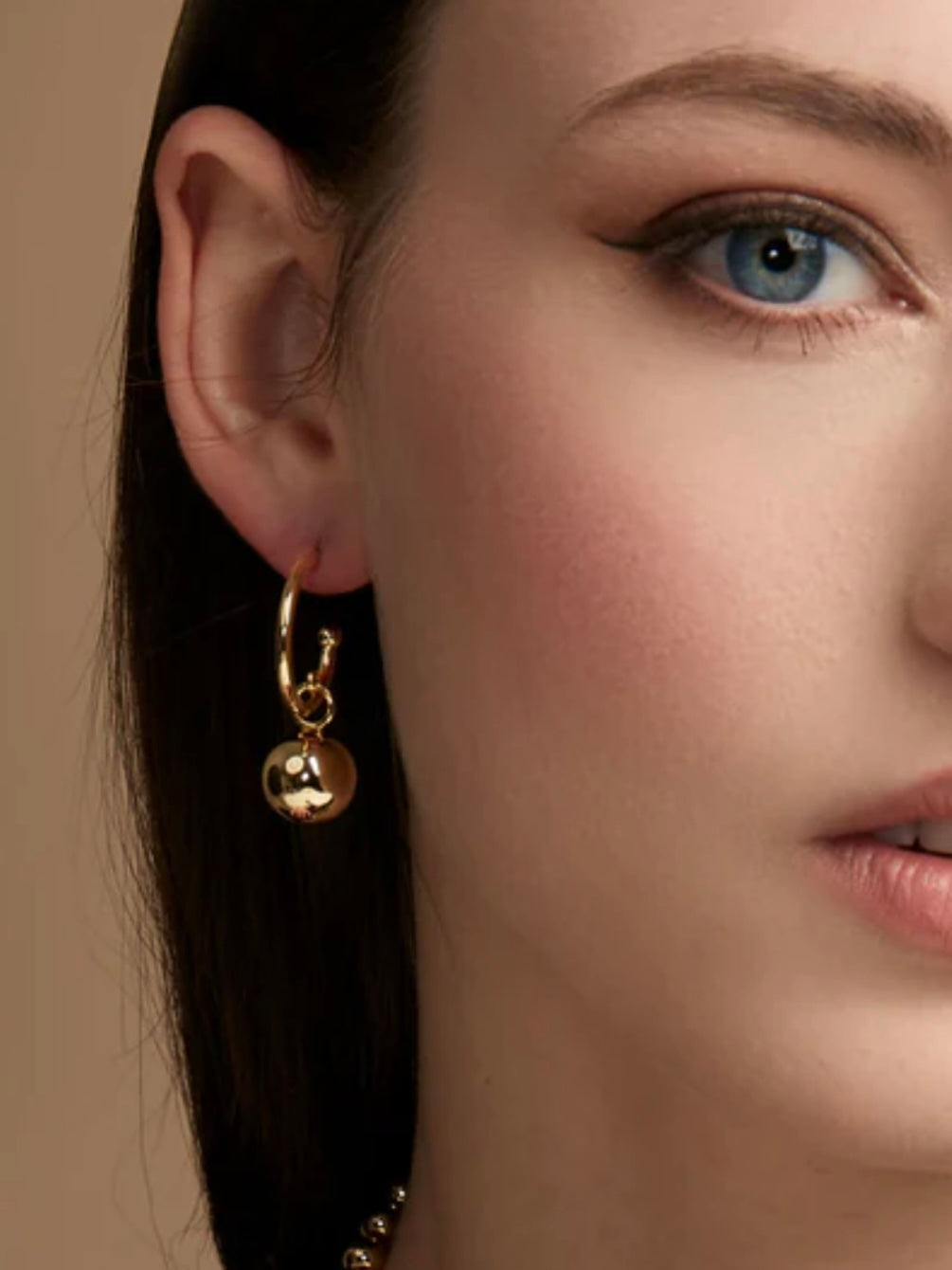Single Ball Hoop Earring {Gold}