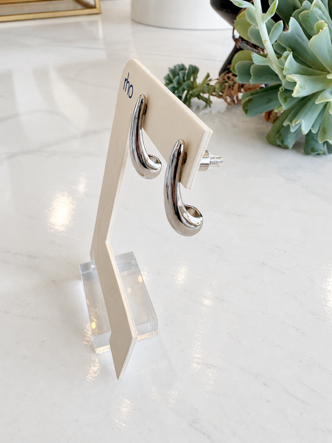 Tapered Drop Stud Earrings {Silver}