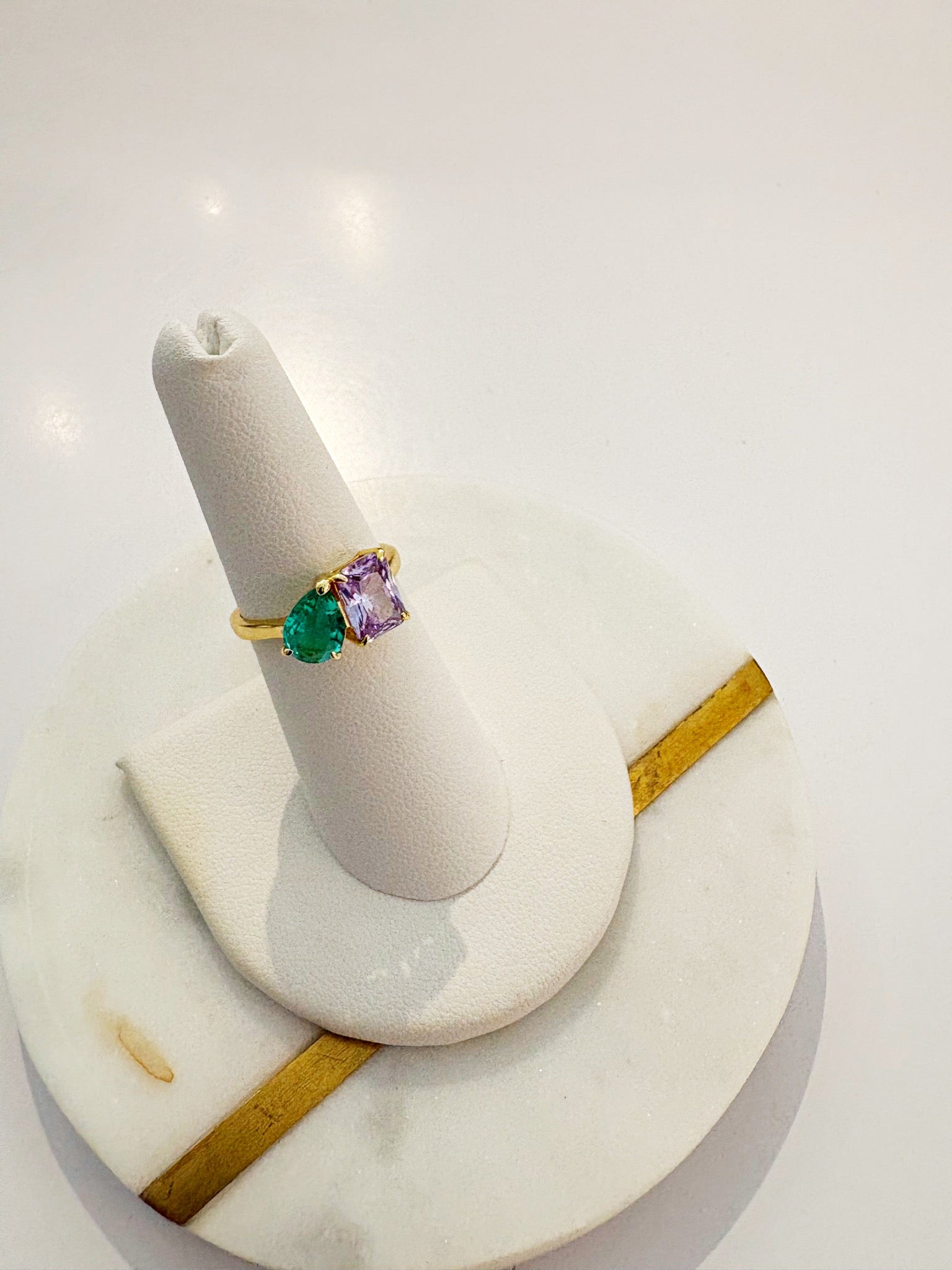 Perfect Pair Amethyst and Paraiba Ring {Gold}
