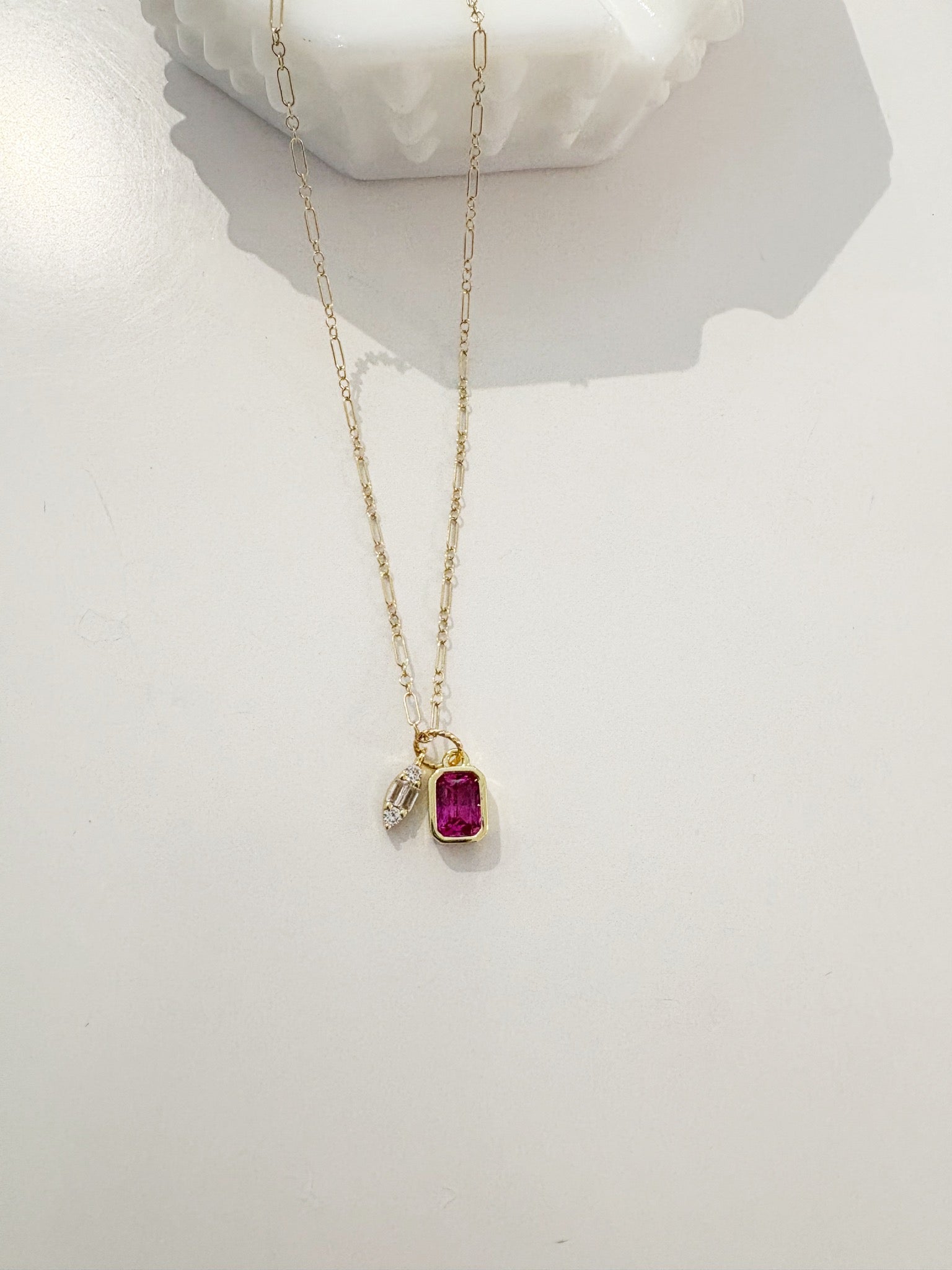 Frances Charm Necklace {Gold/Pink/Clear}