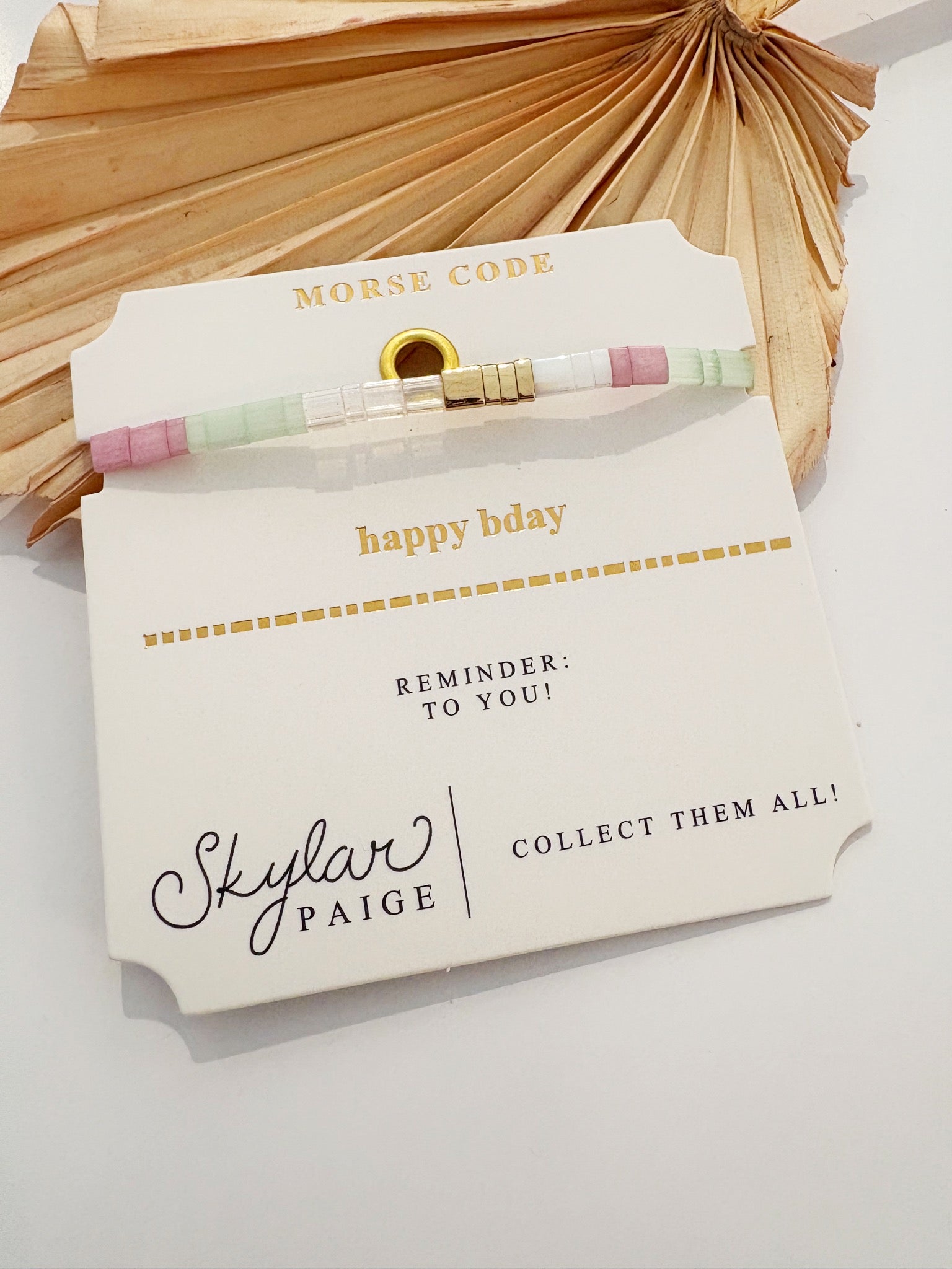 HAPPY B DAY Morse Code Tila Bracelet