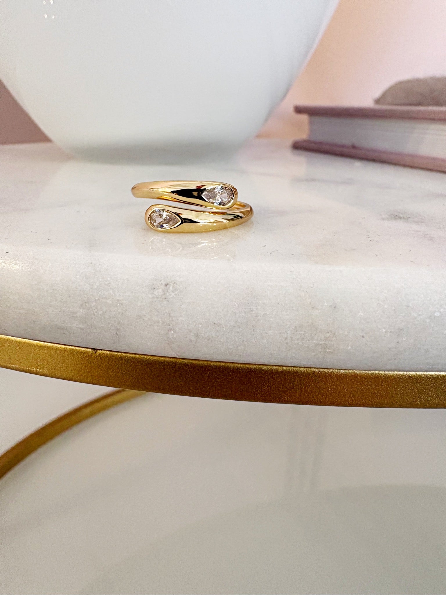 Pear Bypass Ring {Gold}