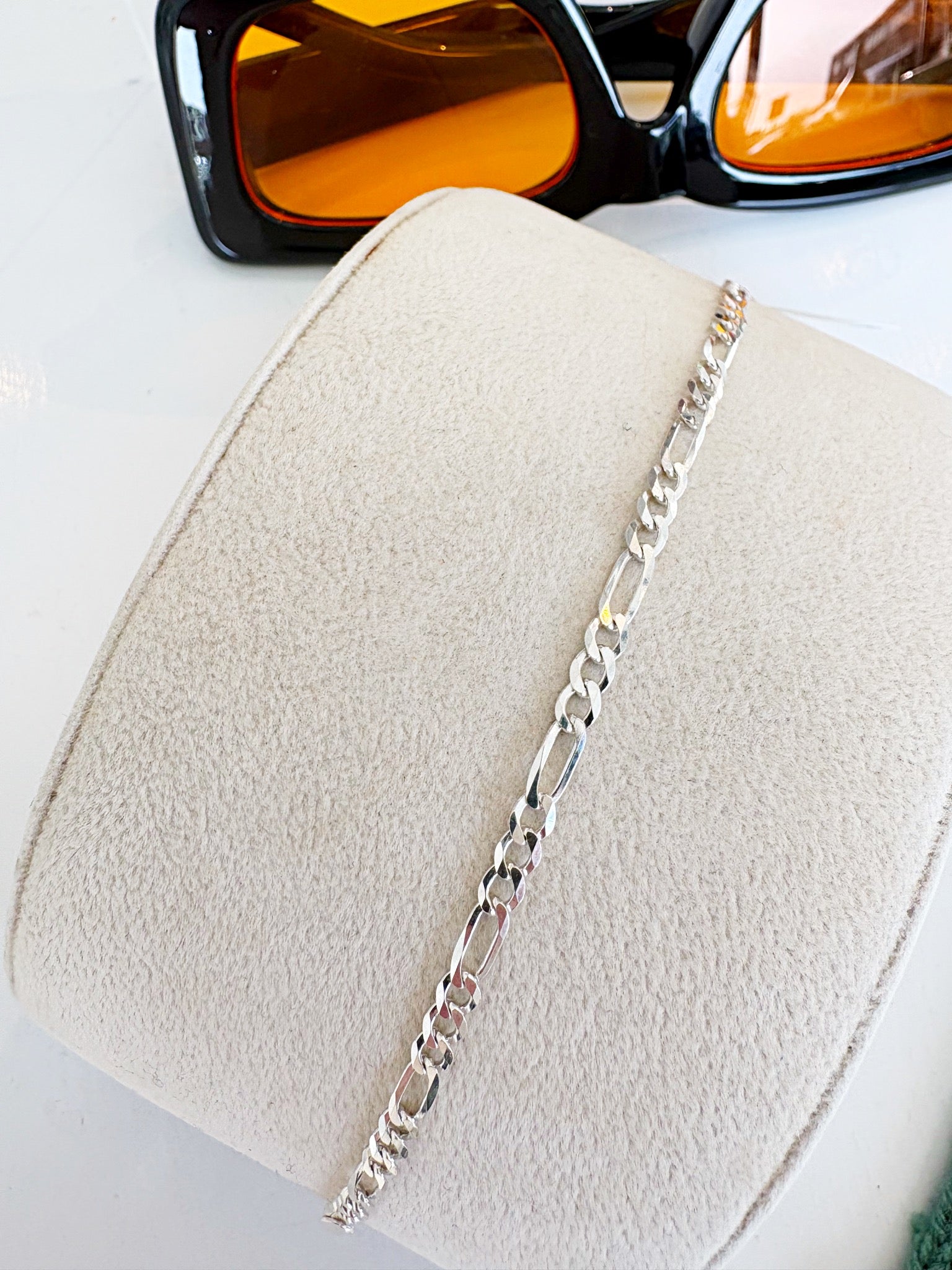 3.9mm Figaro Bracelet {Silver}