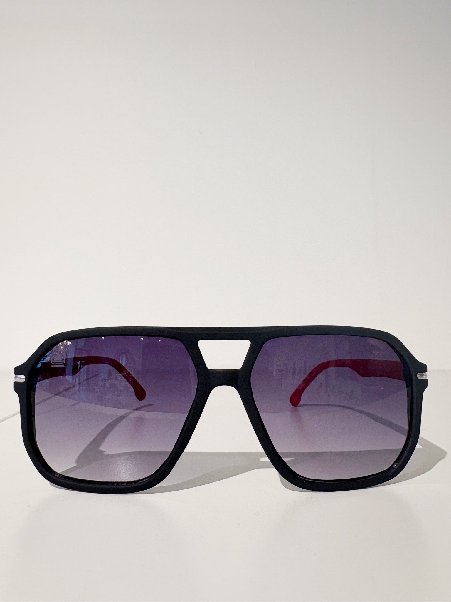 Sebastian Cho Aviators {Matte Black/Red}