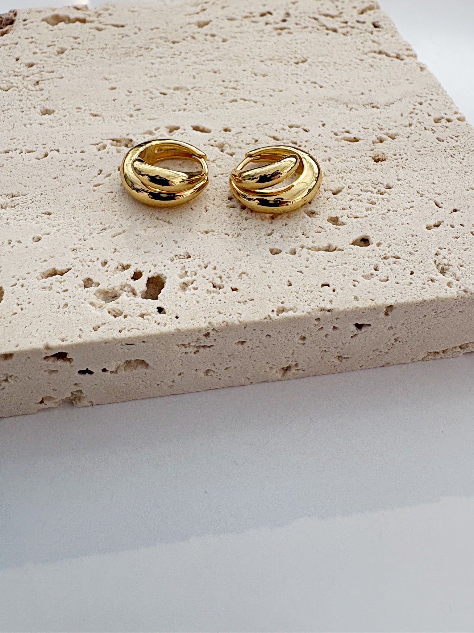 Dome Huggie Hoop Earrings {Gold}