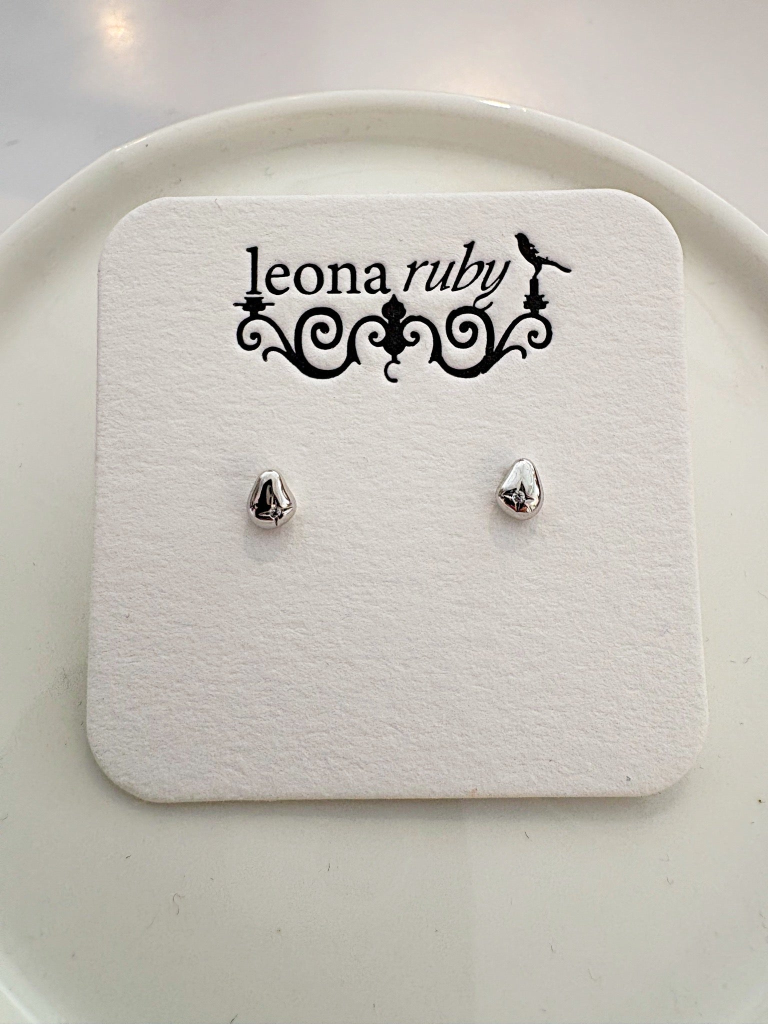 Pebble Sparkle Post Earrings {Silver}