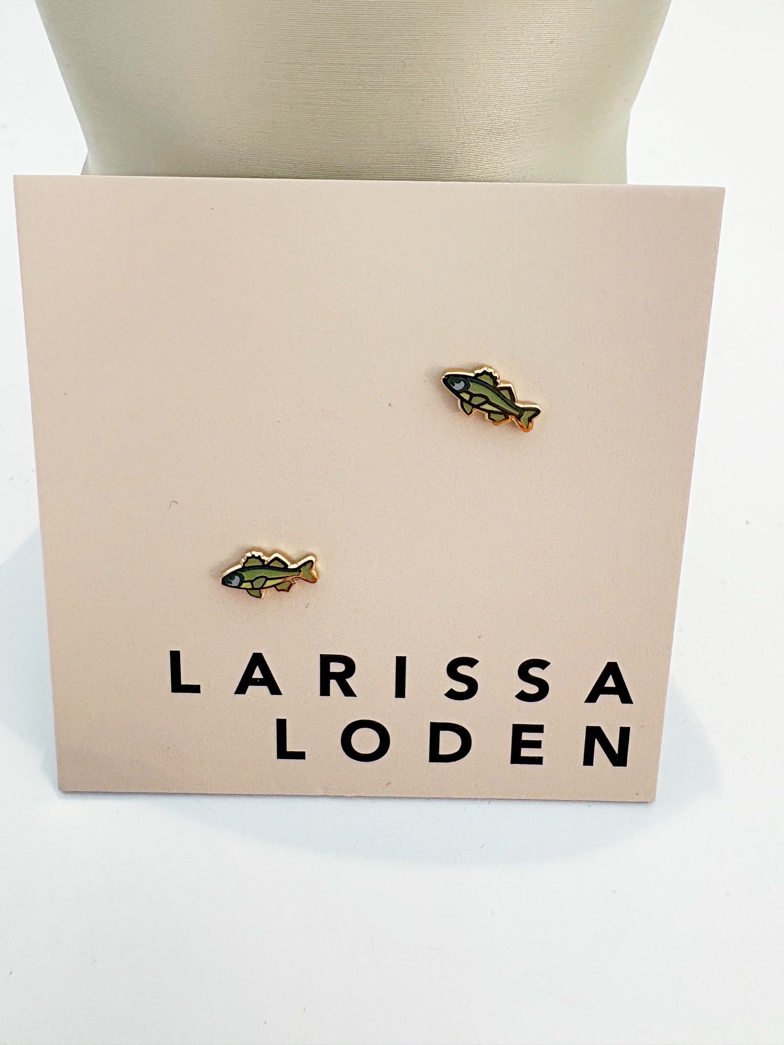Bass Fish Enamel Stud Earrings {Gold}