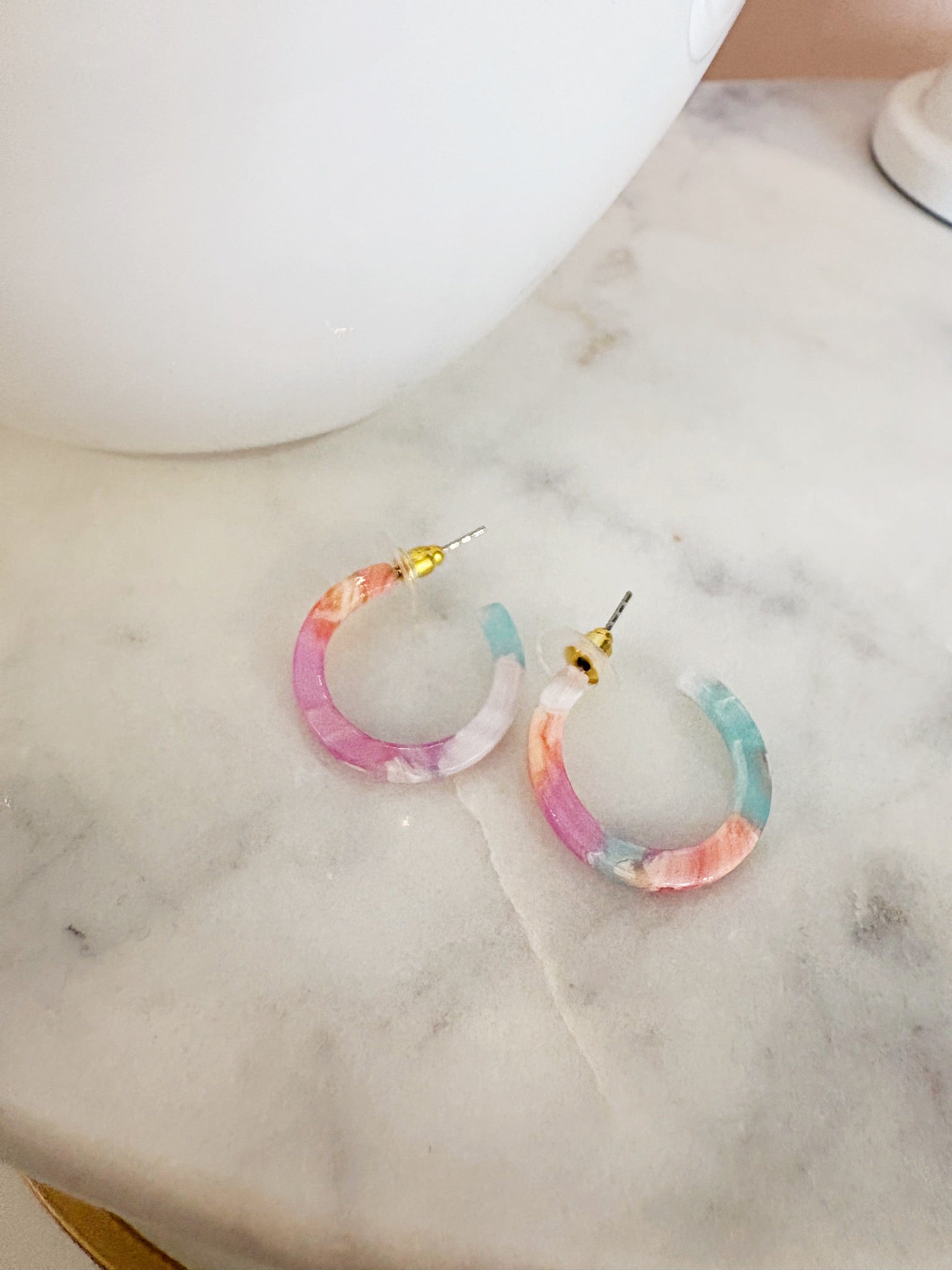 1" Acrylic Post Hoop Earring {Pastel Mix}