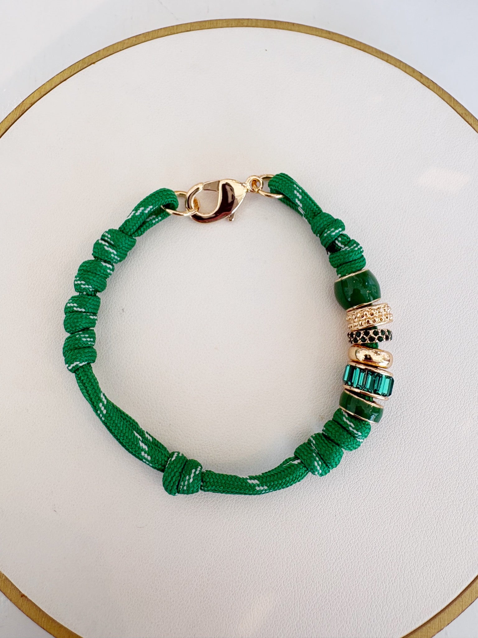 Lottie Multi Bead Paracord Bracelet {Kelly Green}