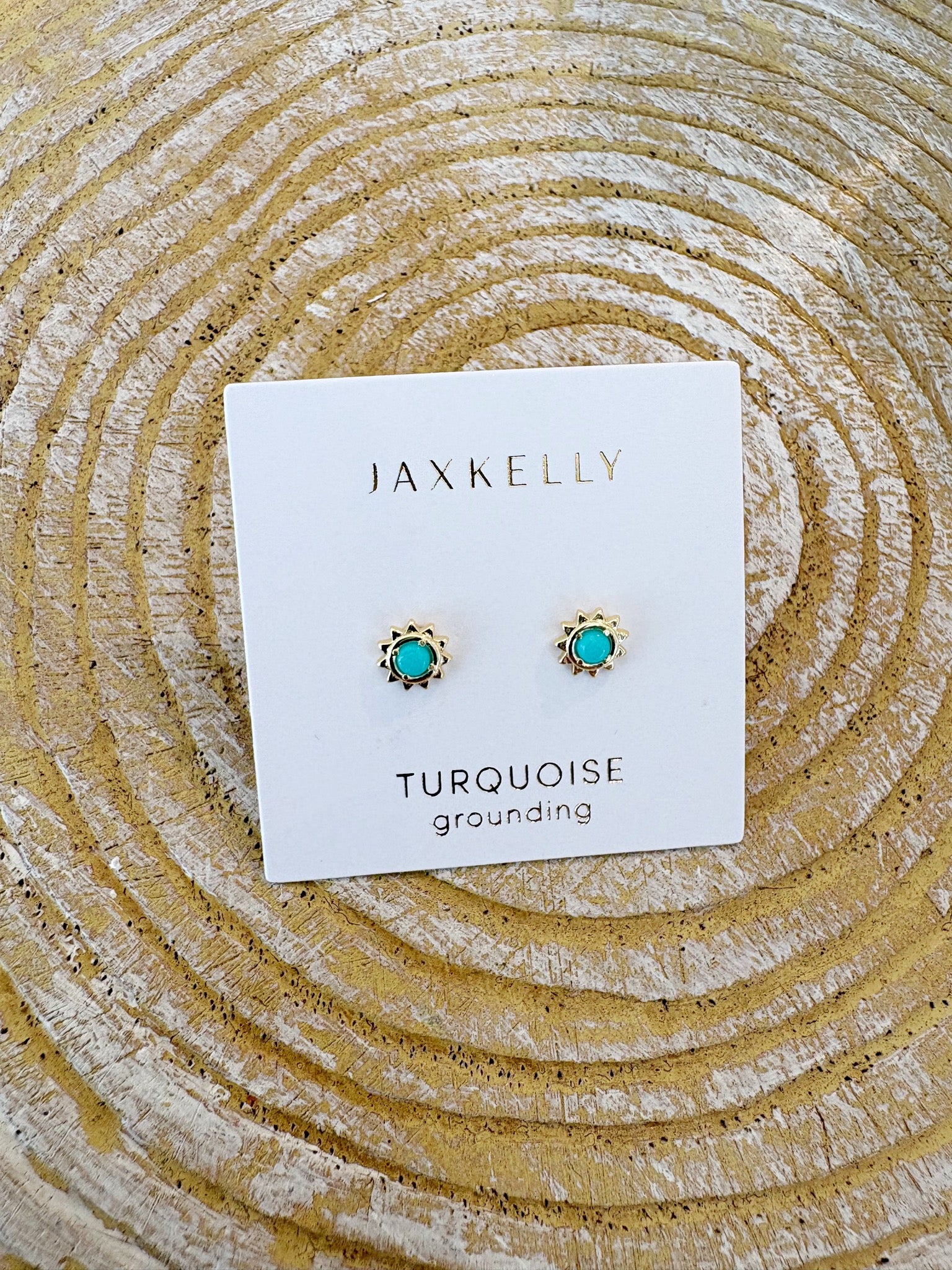 Sun Stud Earrings {Gold/Turquoise}