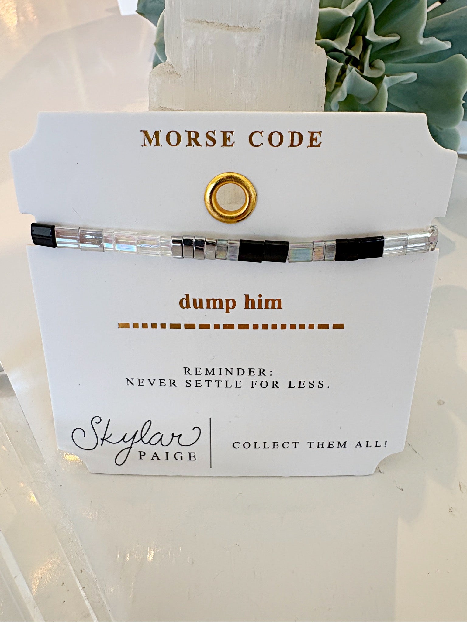 DUMP HIM Morse Code Bracelet {Black/White}