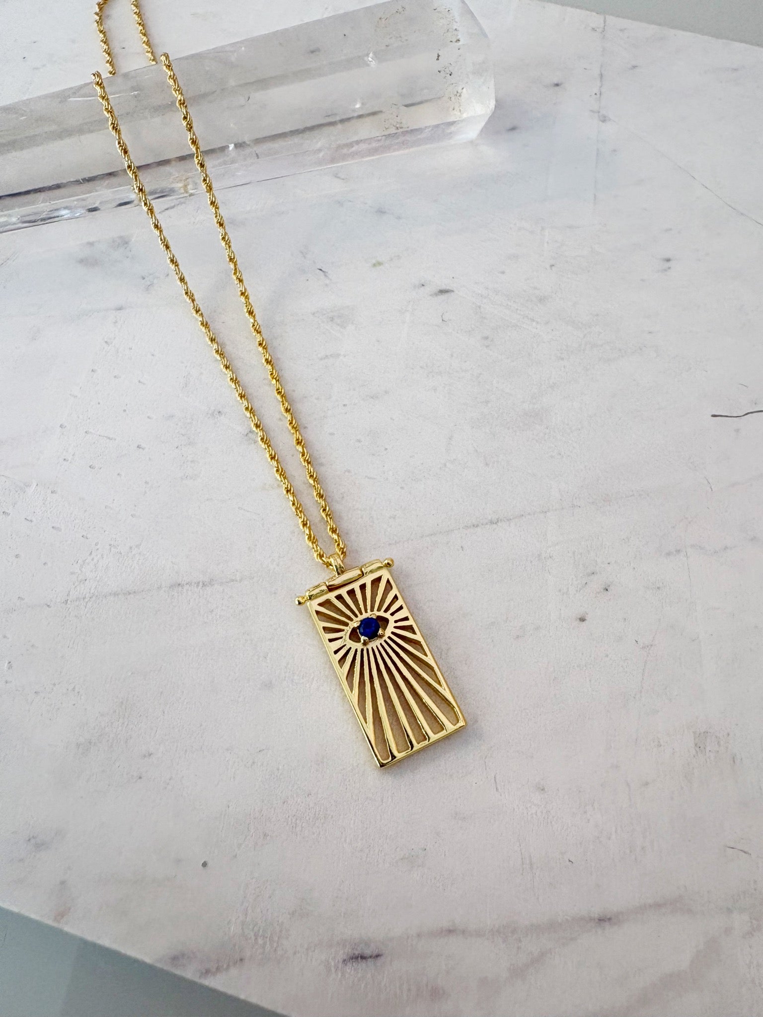 Starmaker Sapphire Pendant Necklace {Gold}