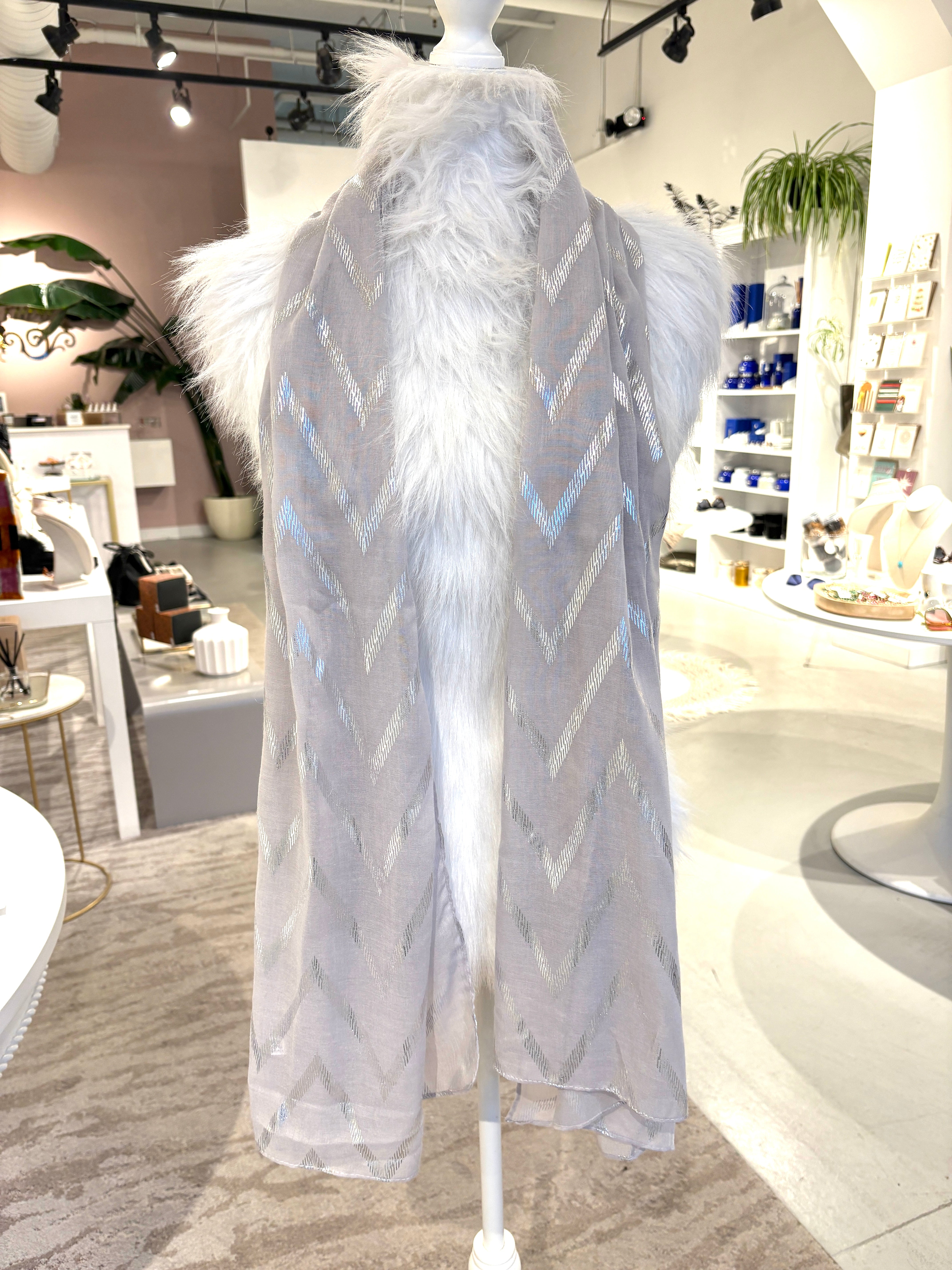 Metallic Chevron Scarf {Grey}