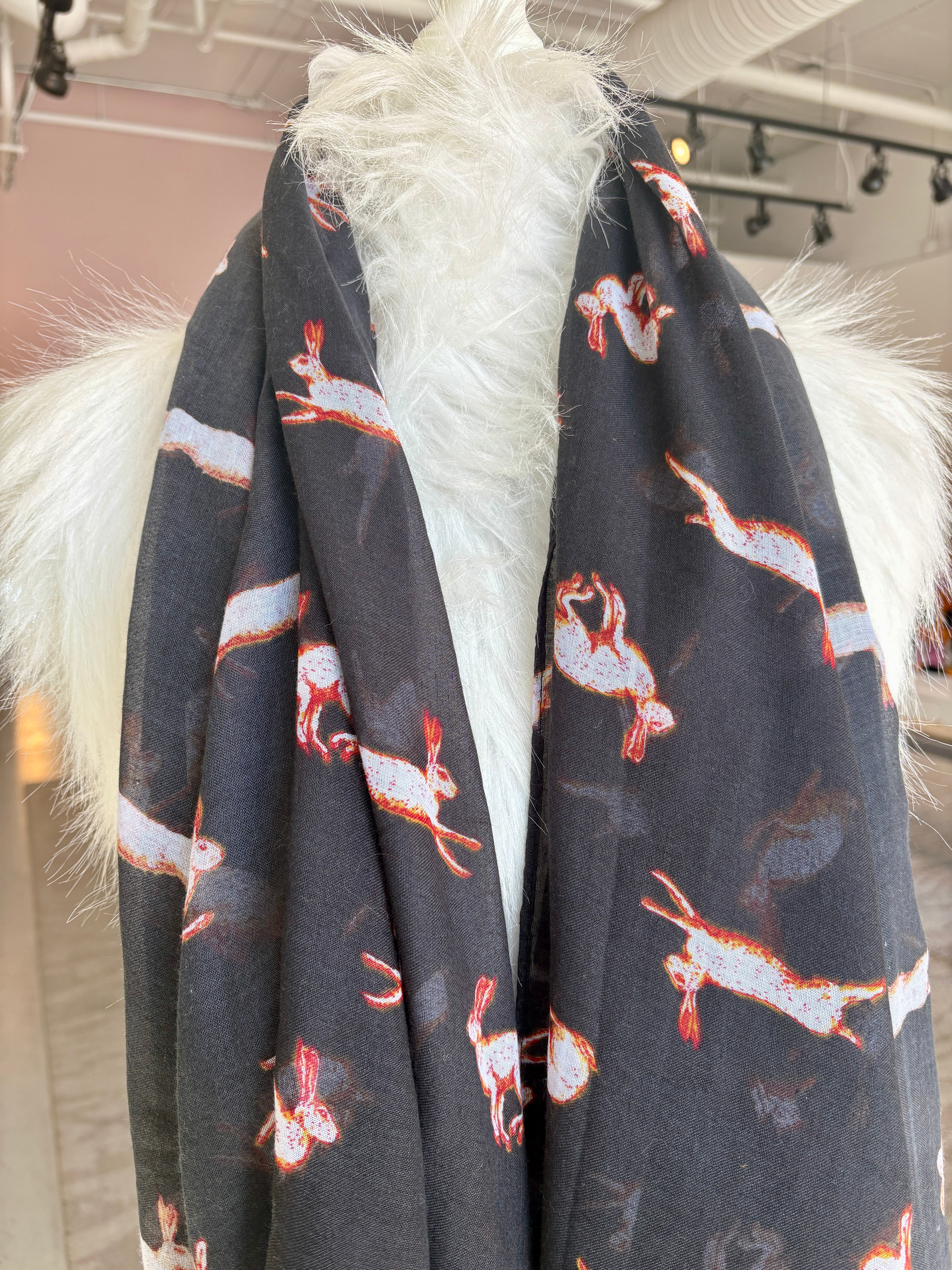 Leaping Hare Scarf {Black}