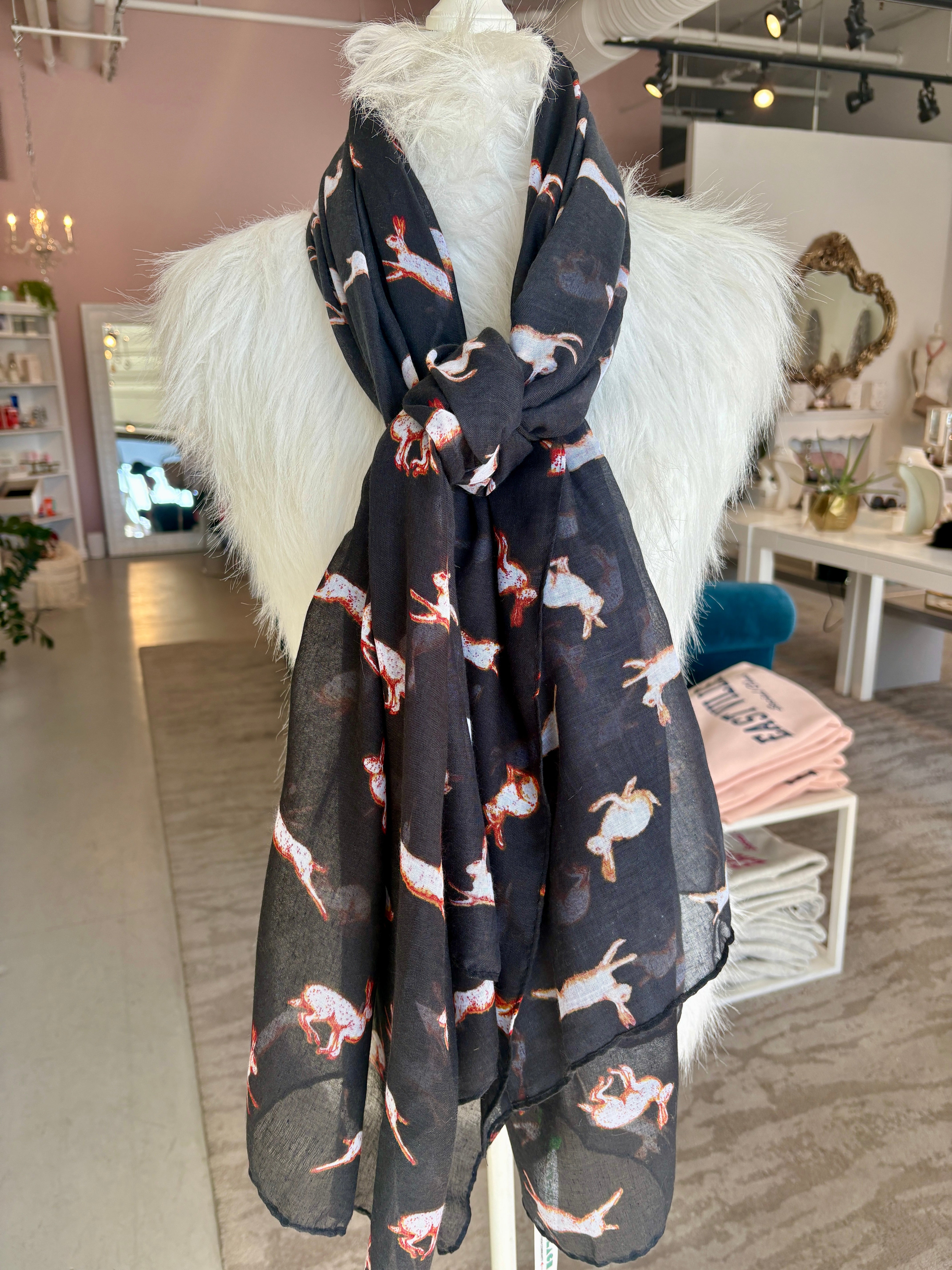 Leaping Hare Scarf {Black}