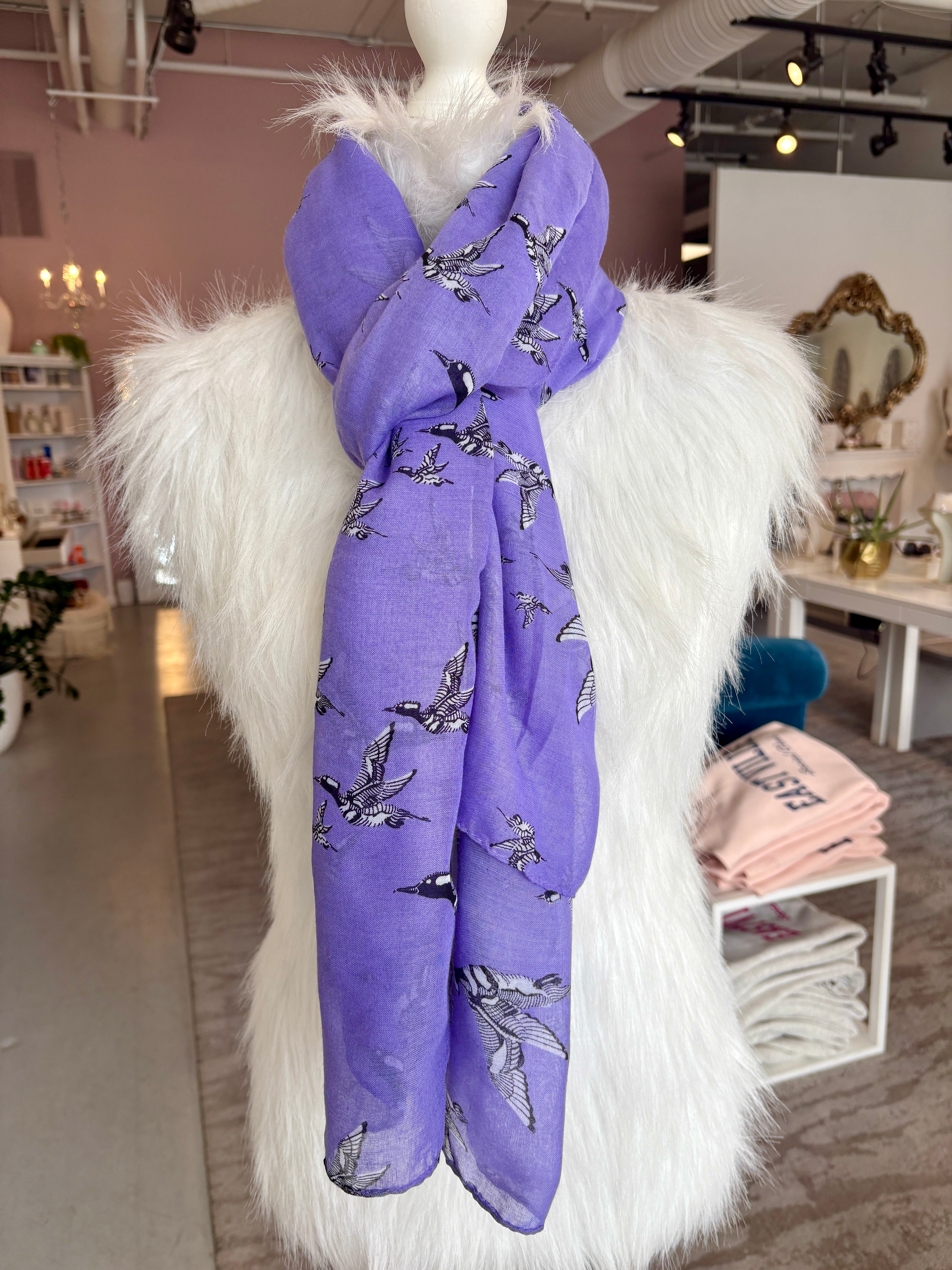 Hooded Merganser Ducks Scarf {Purple}