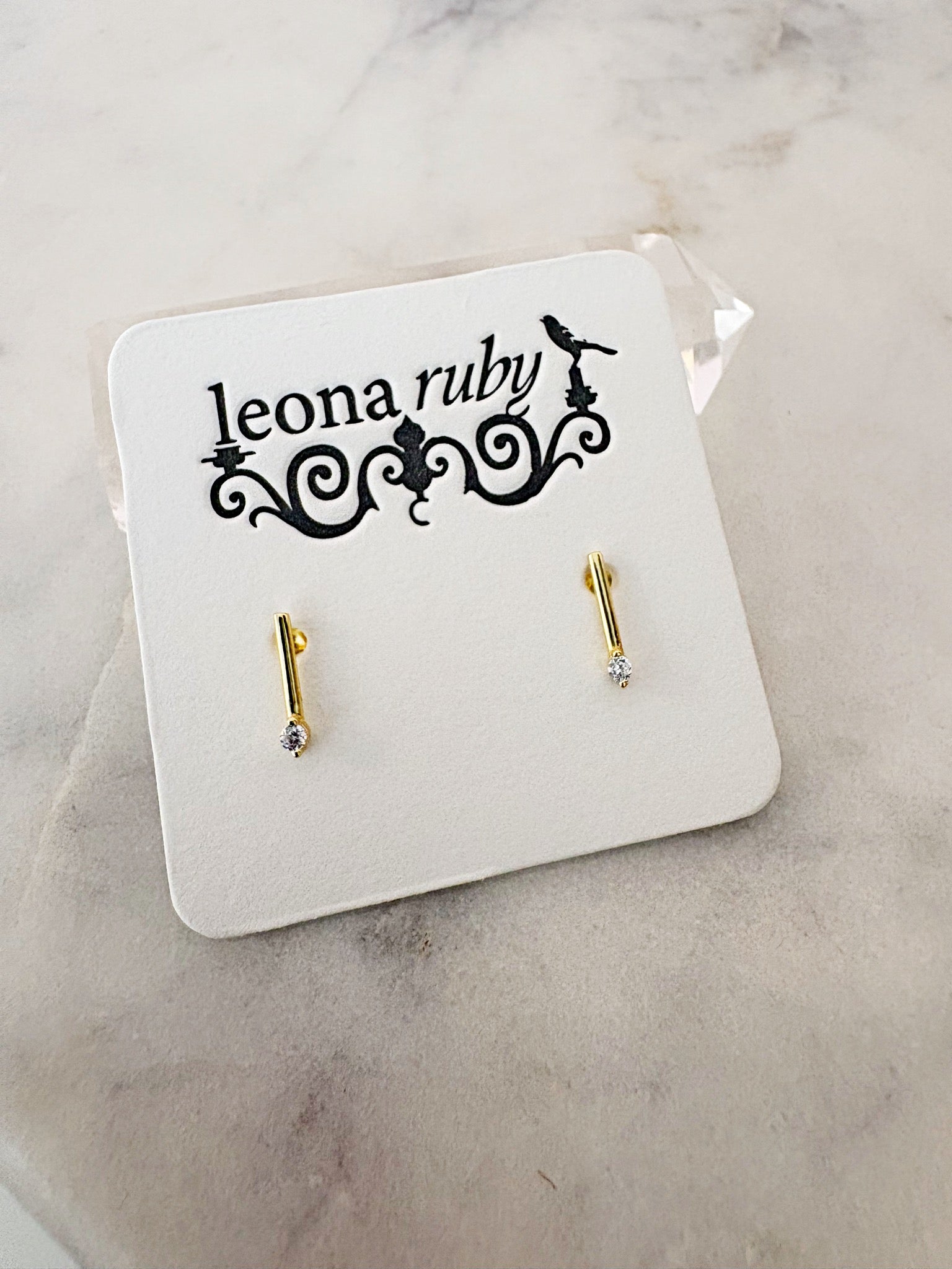 Sparkle Bar Drop Stud Earring {Gold}