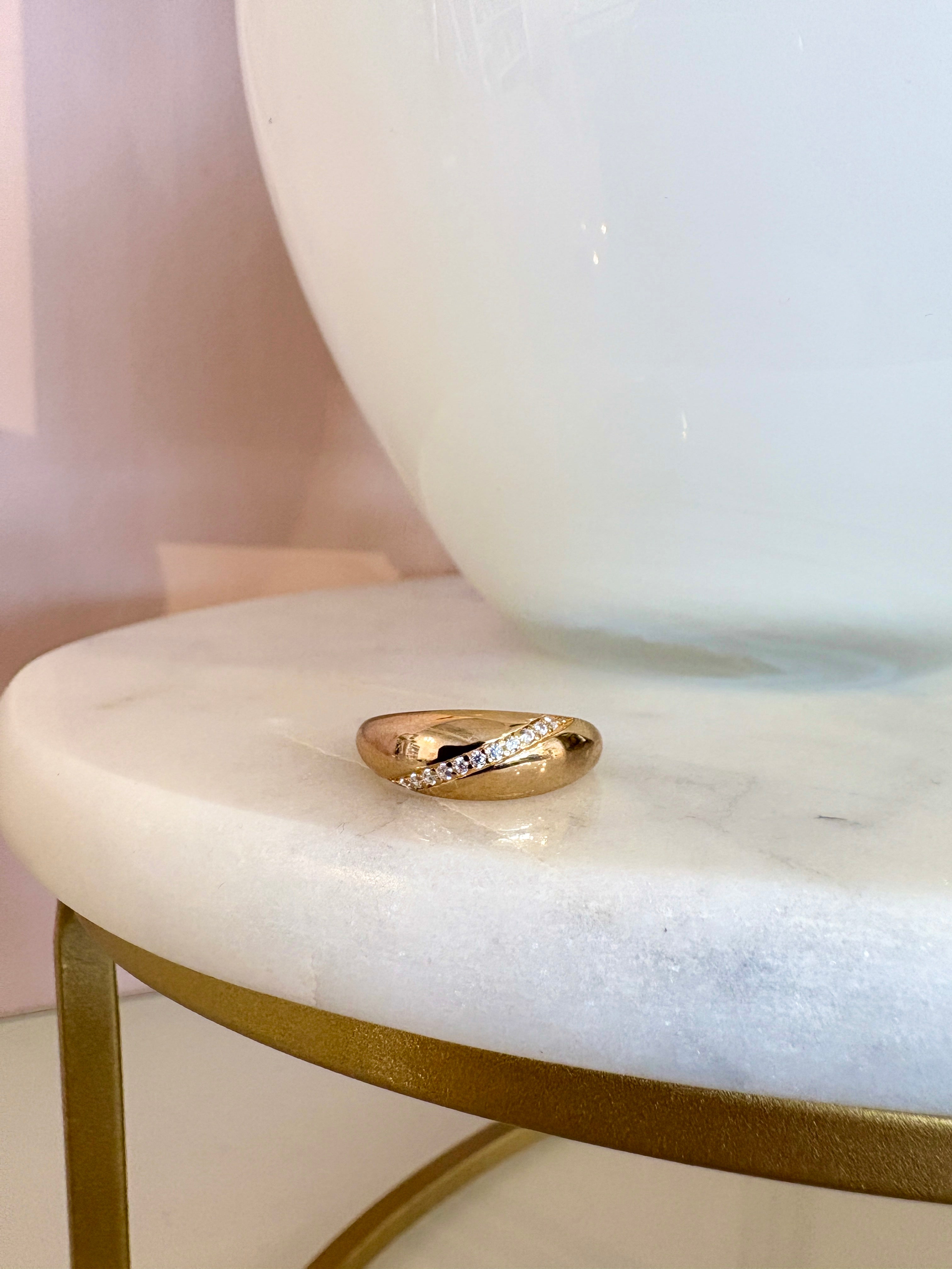 Striped Sparkle Dome Ring {Gold}