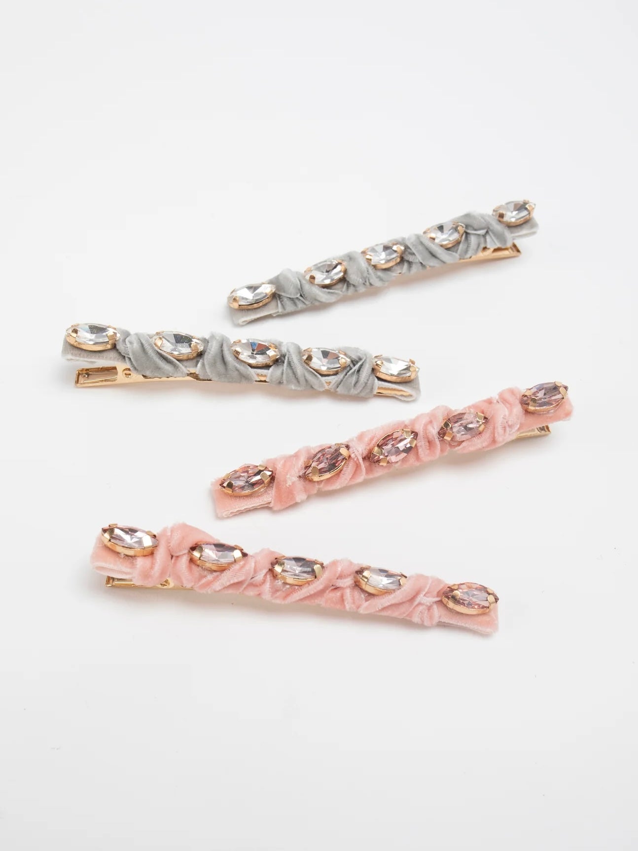 Velvet Knotted Hair Clips {Blush/Grey}