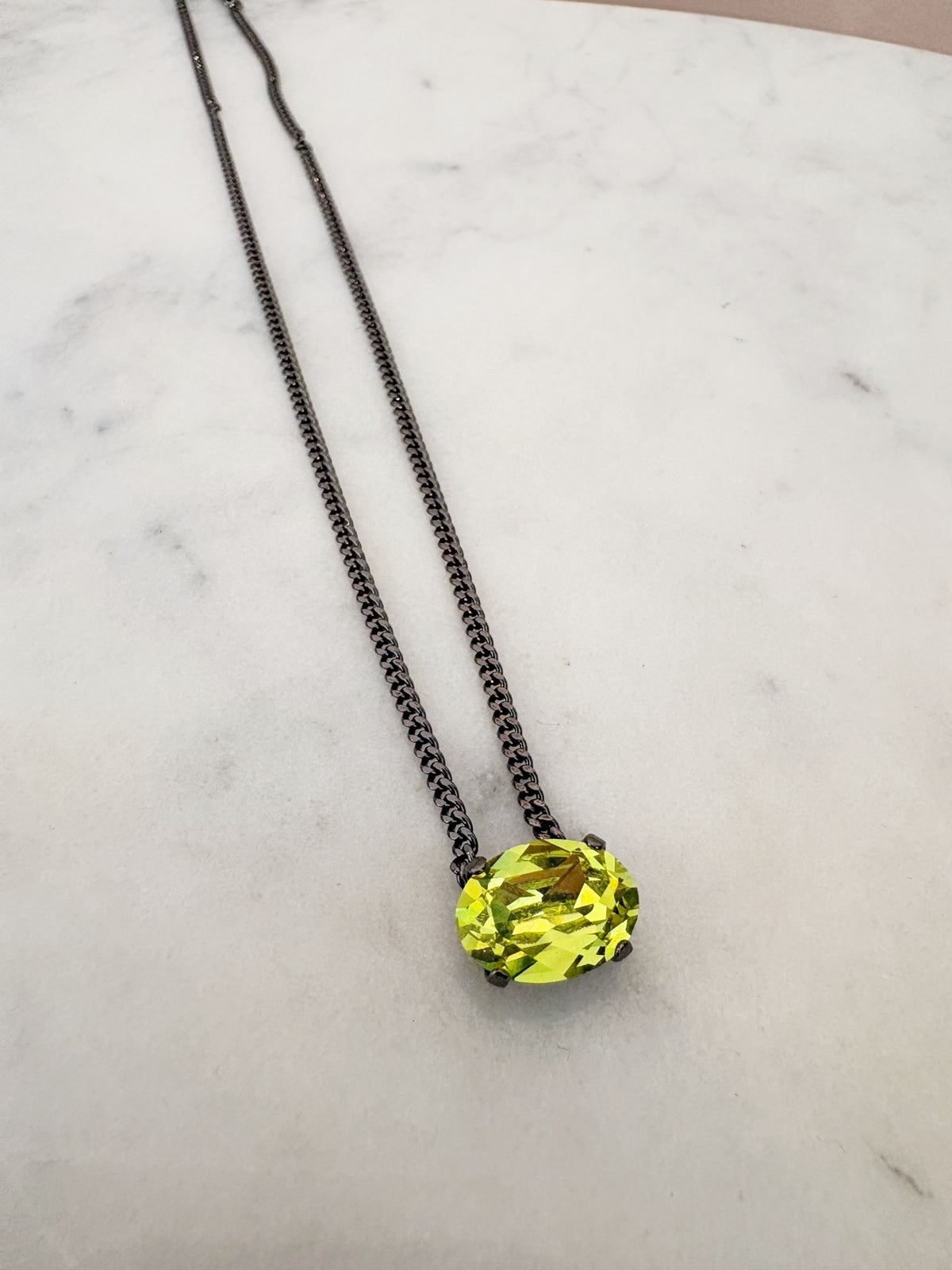 Iza Necklace {Gunmetal/Lime}