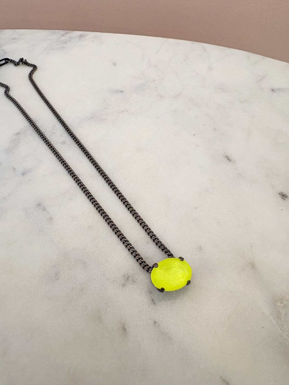 Iza Necklace {Gunmetal/Electric Green}