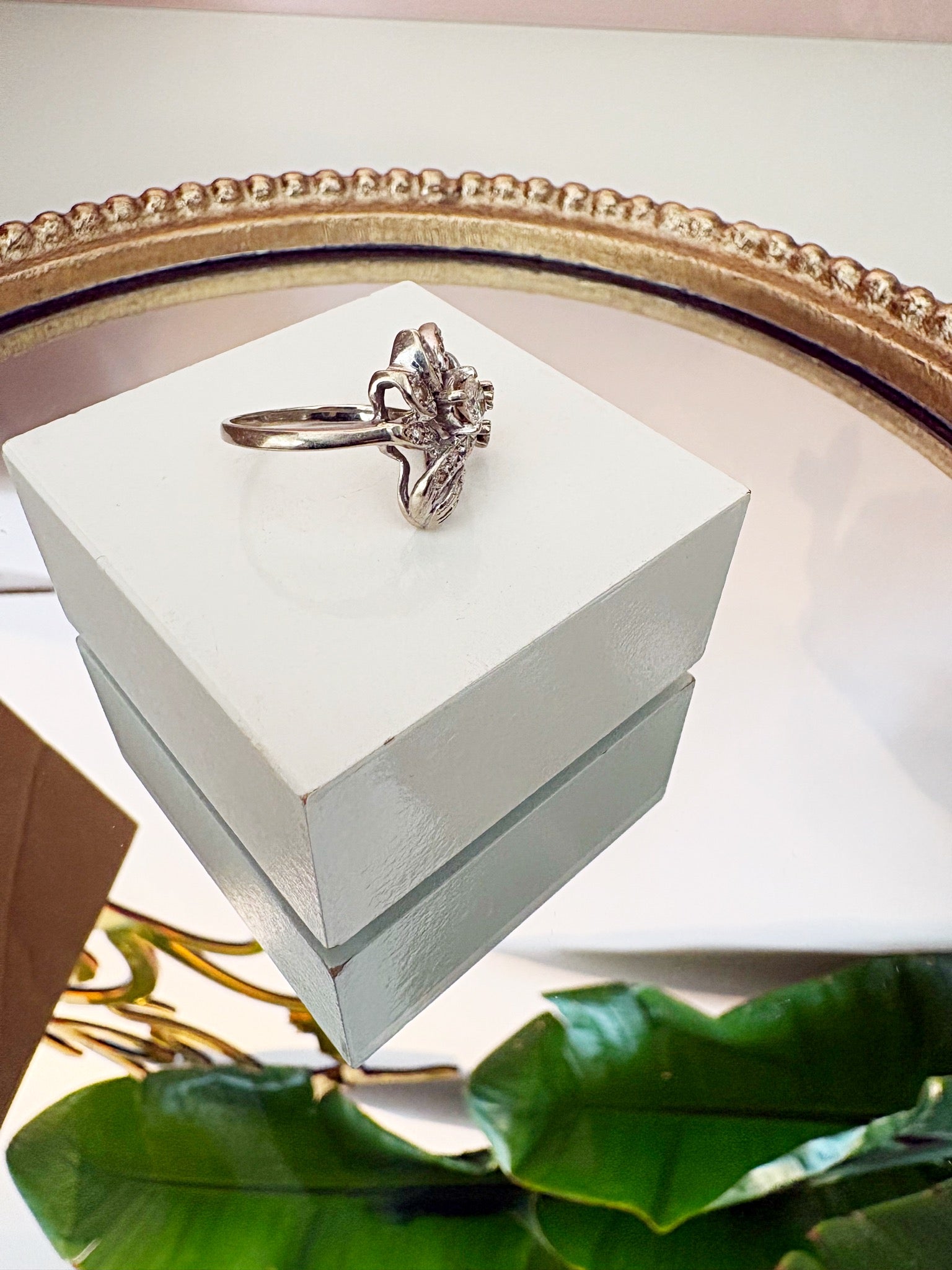 Fanned Diamond Ribbon Ring {14kt/Estate}
