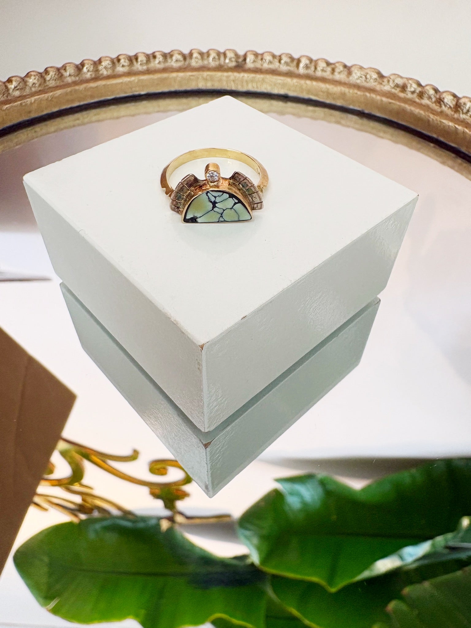 Two-Tone Turquoise Ring {14kt/Estate}