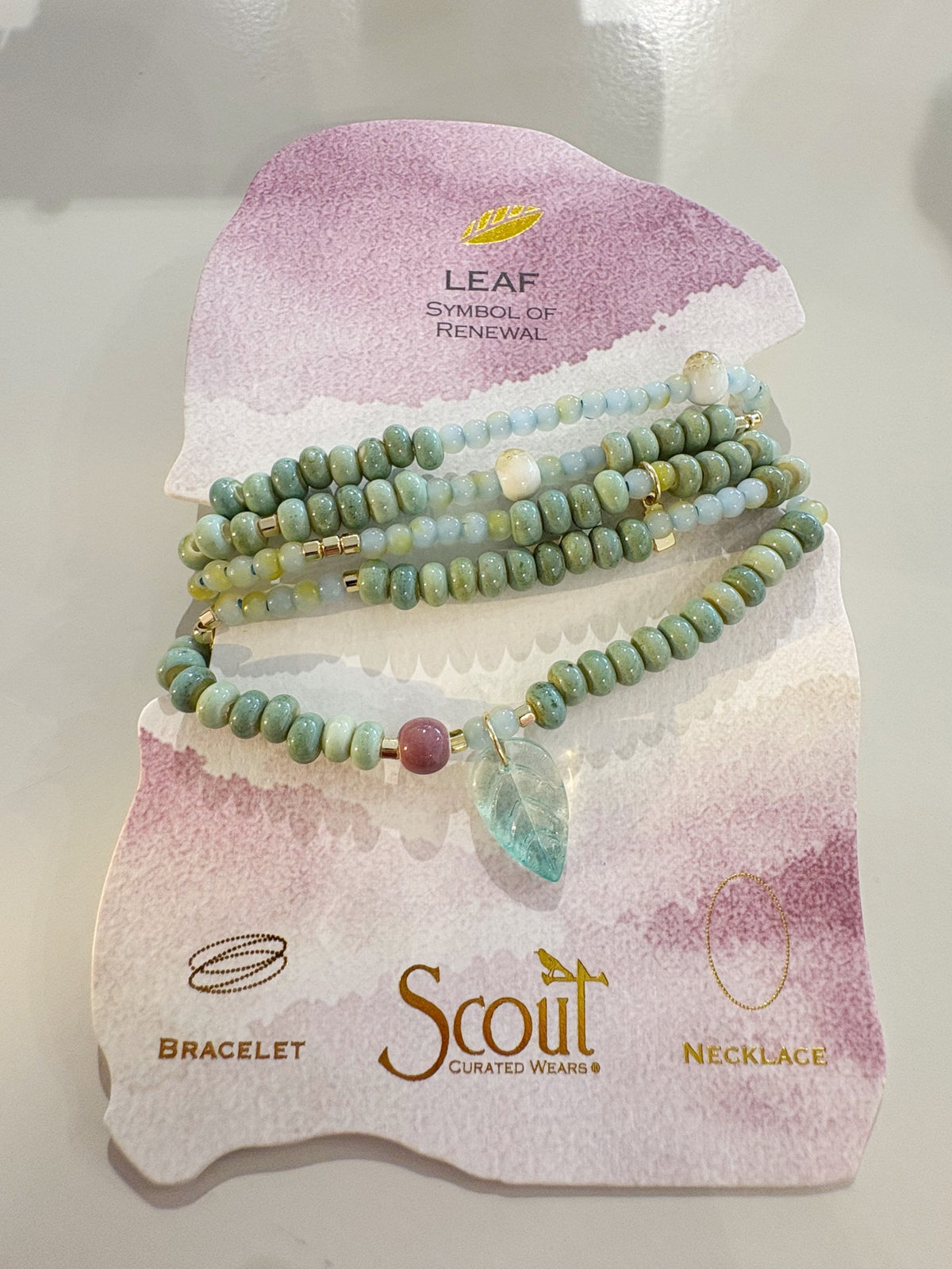 Ceramic Bead Wrap Bracelet/Necklace {Renewal/Leaf}
