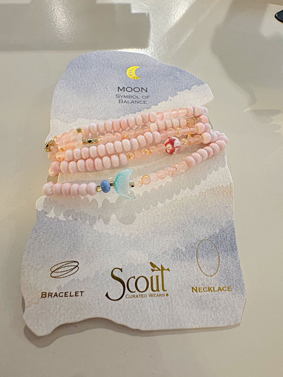 Ceramic Bead Wrap Bracelet/Necklace {Balance/Moon}