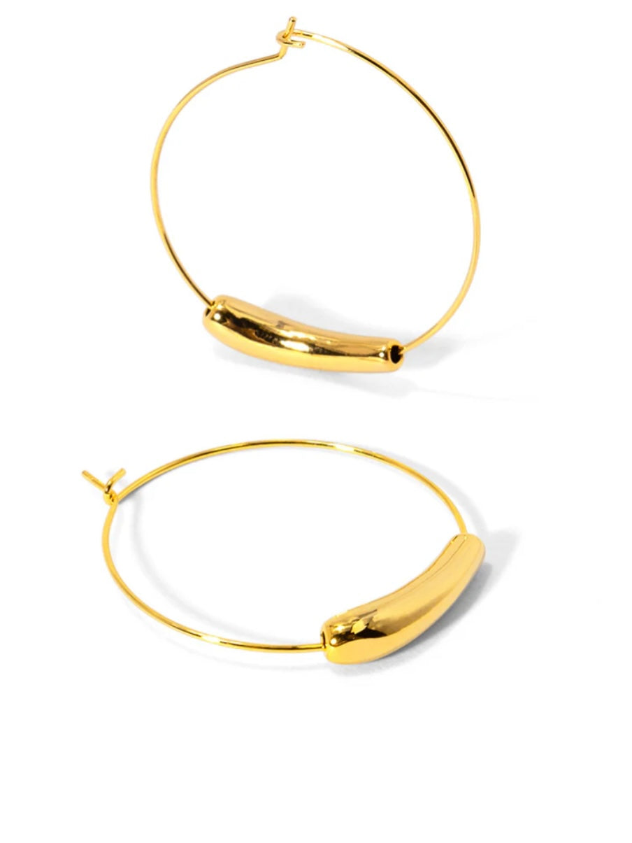 Slim Bar Hoop Earring {Gold}