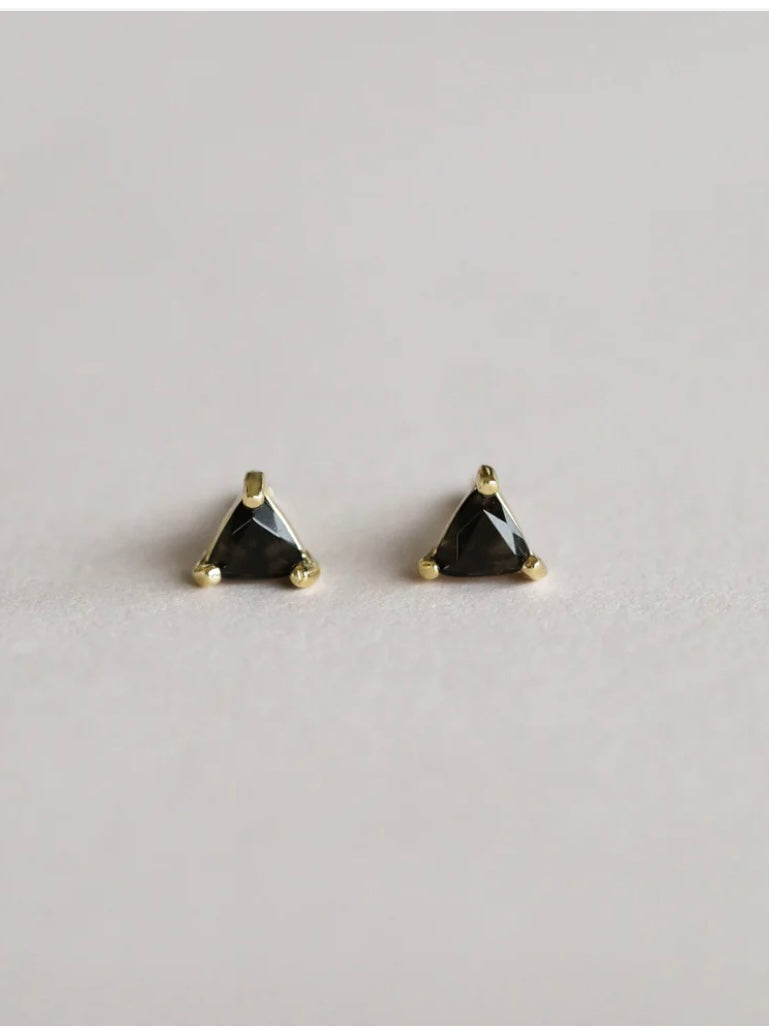 Mini Energy Gem Earrings {Black Tourmaline/Gold}