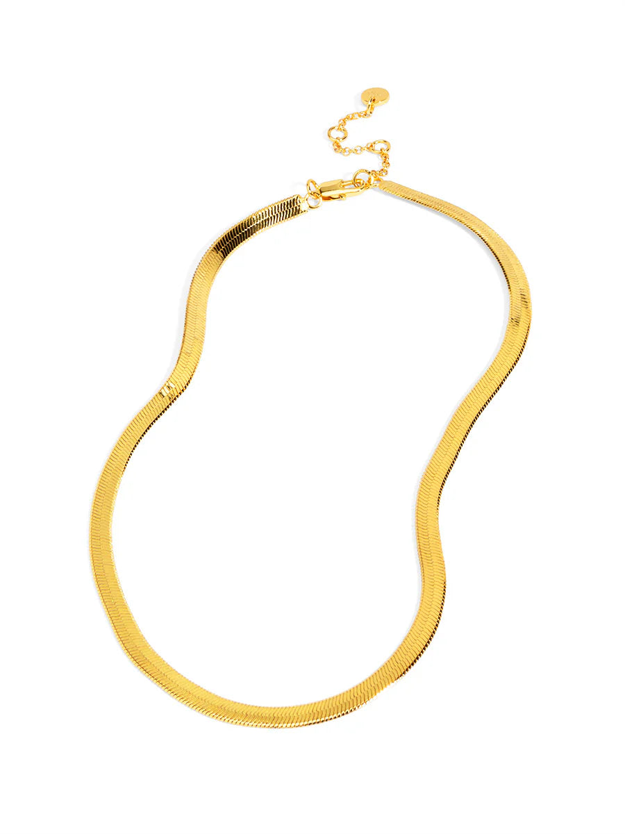Thick Herringbone Chain Collar Necklace {Gold}