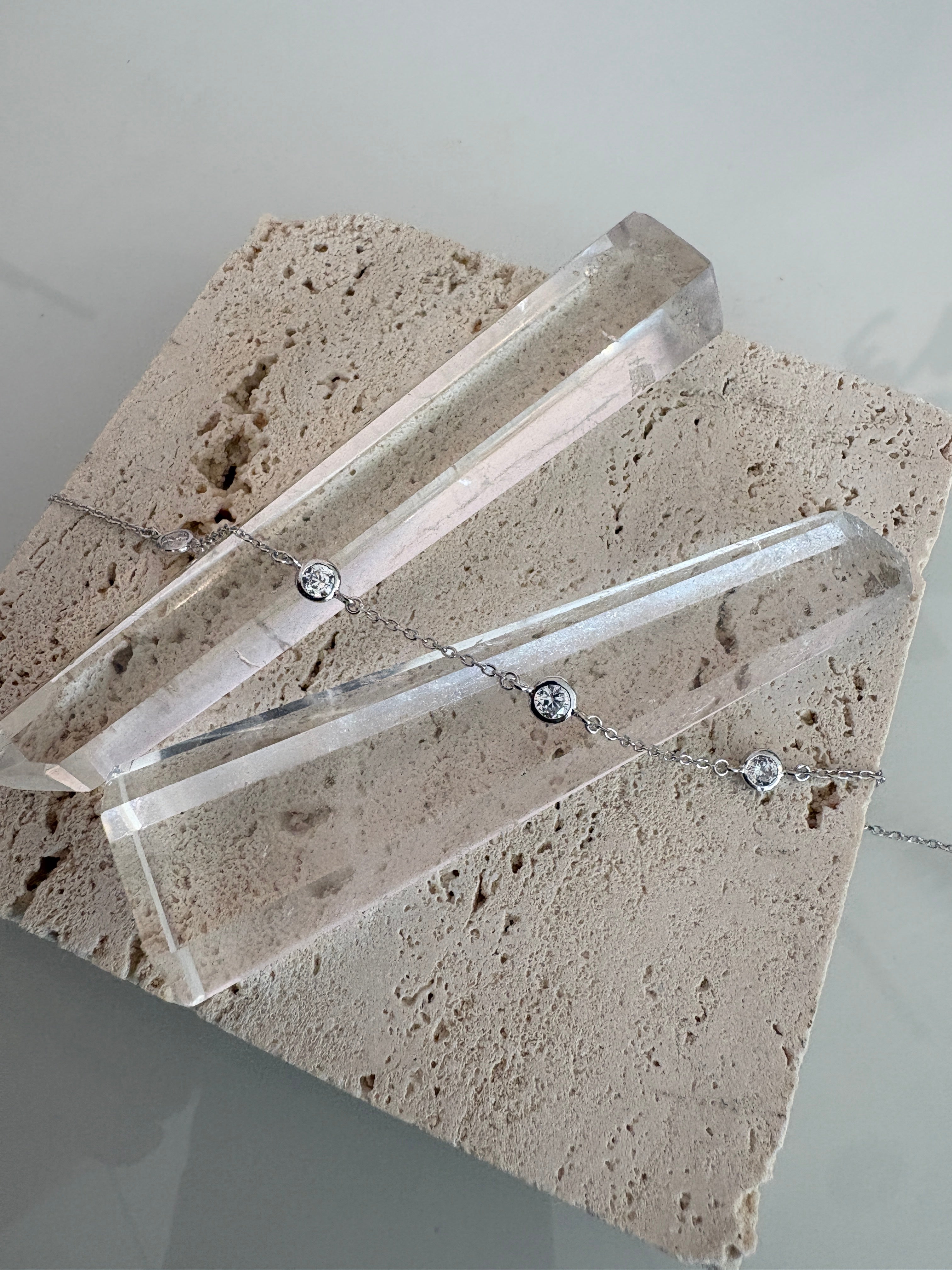 Bezel Rhinestone Station Bracelet {Silver}