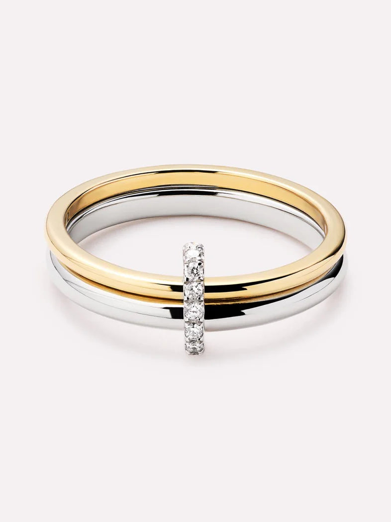 Diamond Two Tone Link Ring {10k}