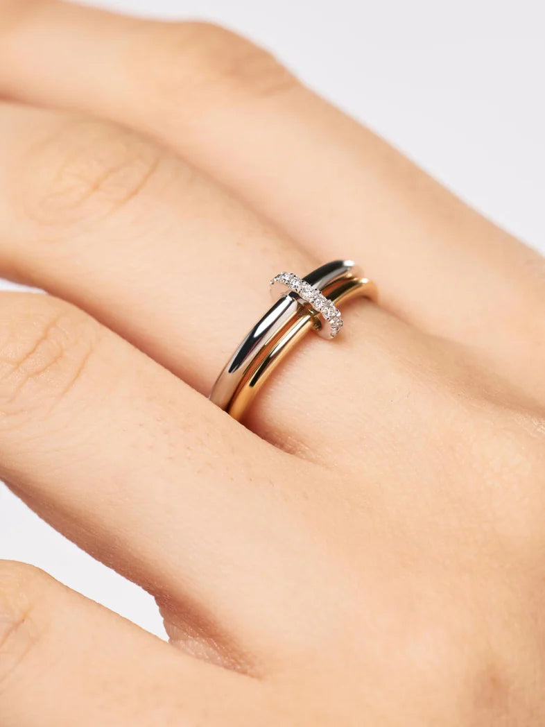 Diamond Two Tone Link Ring {10k}