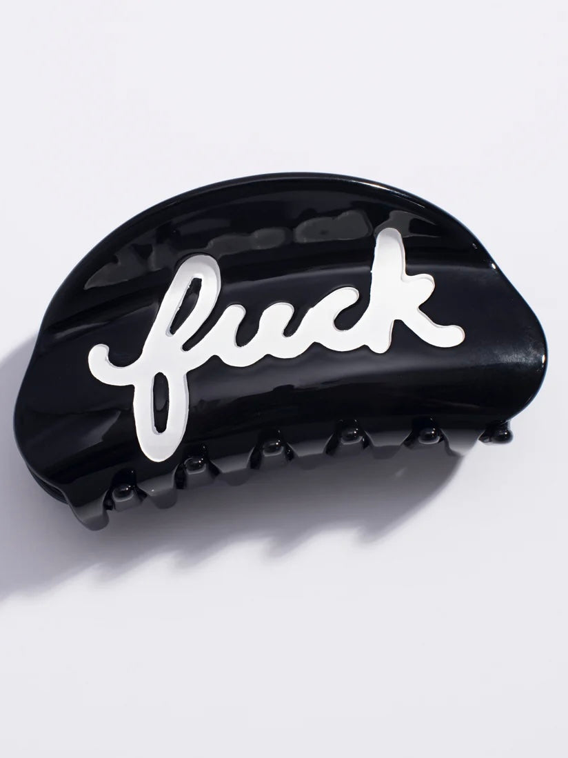 Fuck Script Hair Claw {Black/White}