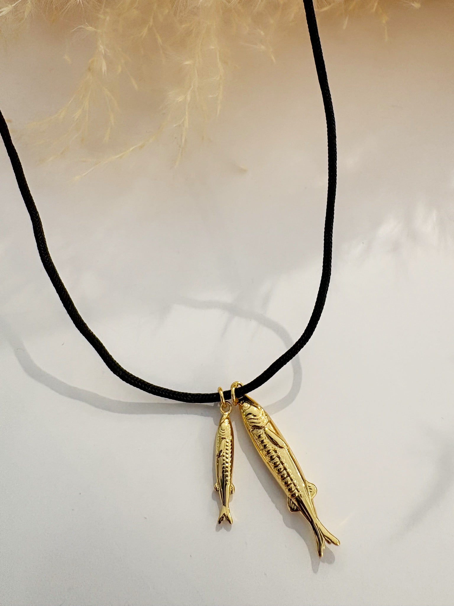 Fish Pendant Cord Necklace {Gold}