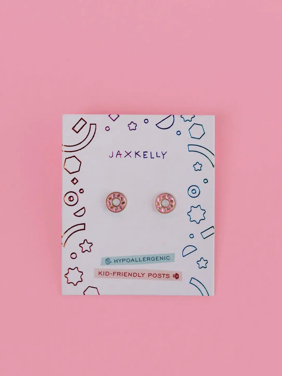 Donut Enamel Flatback Earrings {Gold}