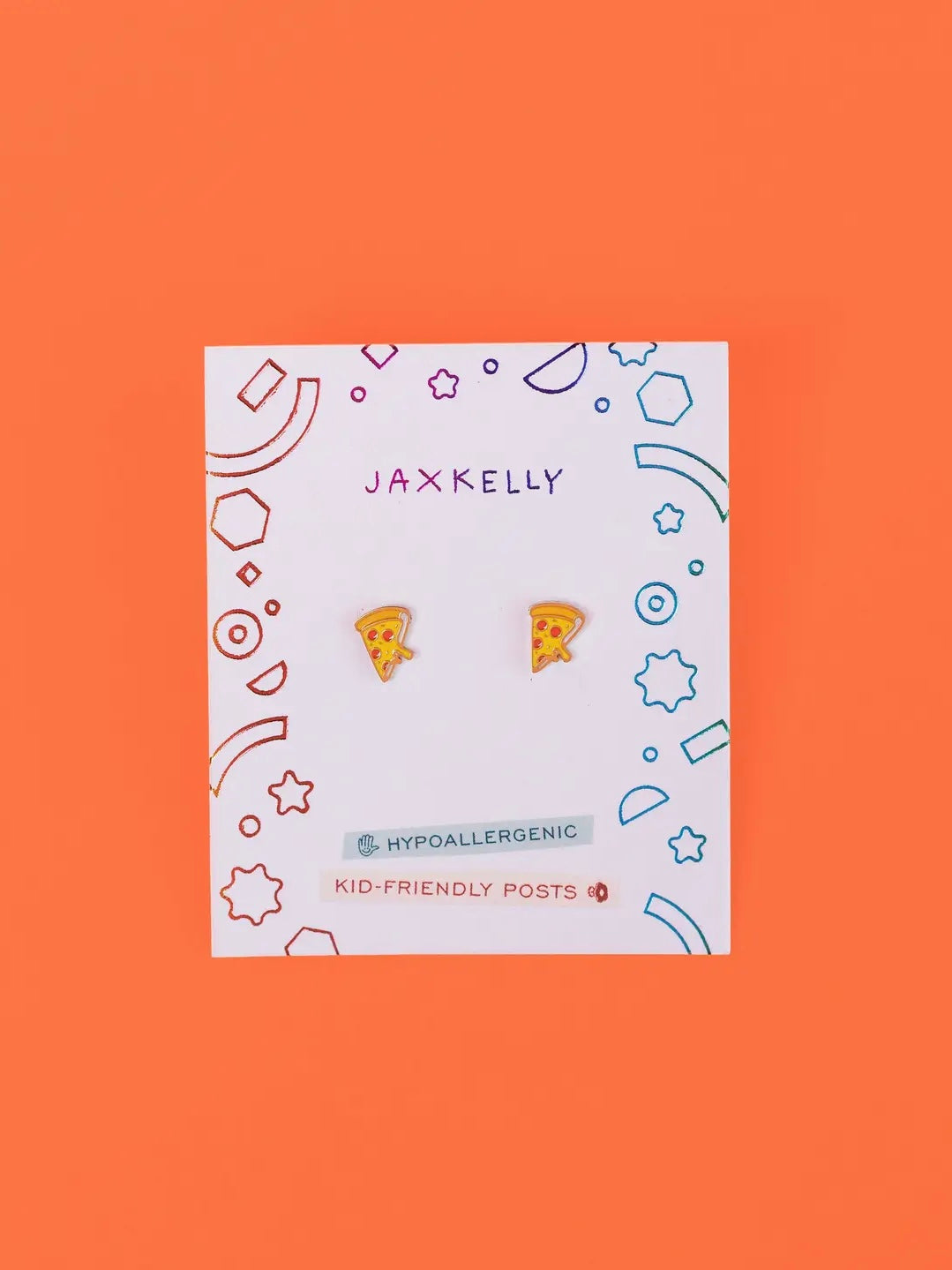 Pizza Enamel Flatback Earring {Gold}
