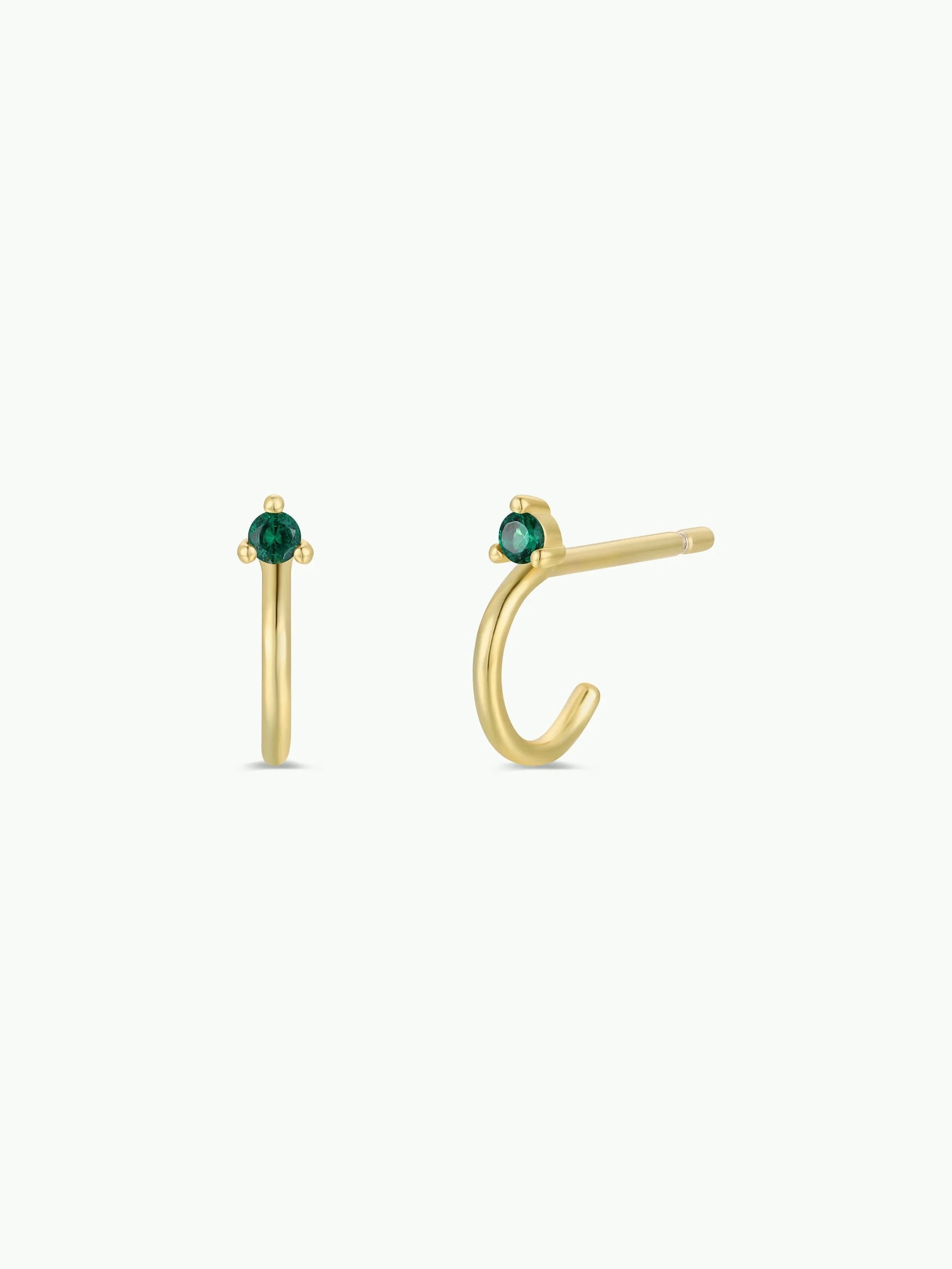 Open Mini Huggie Hoop Earrings {Green/Gold}