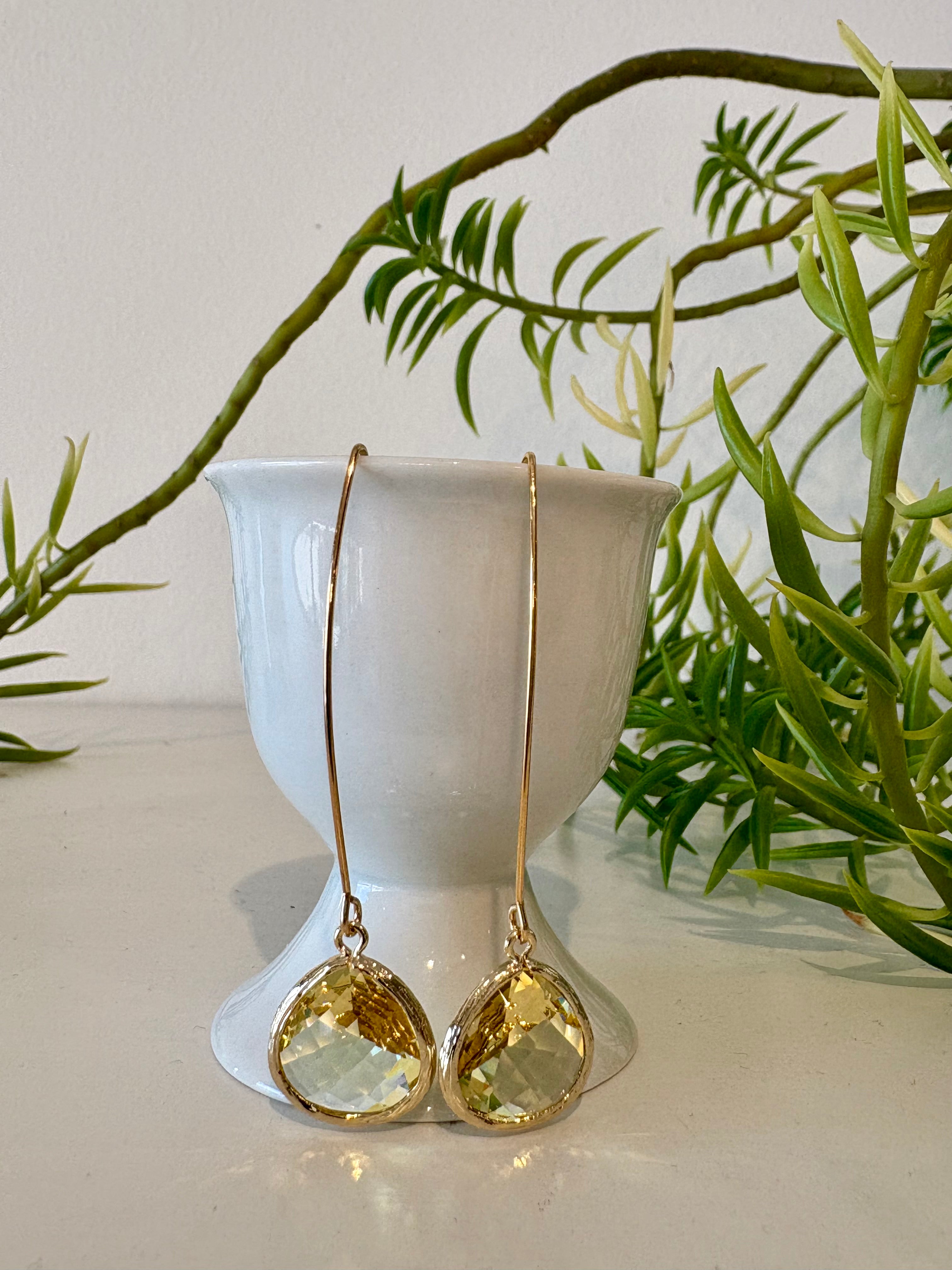 Teardrop Hook Earrings {Gold/Canary}