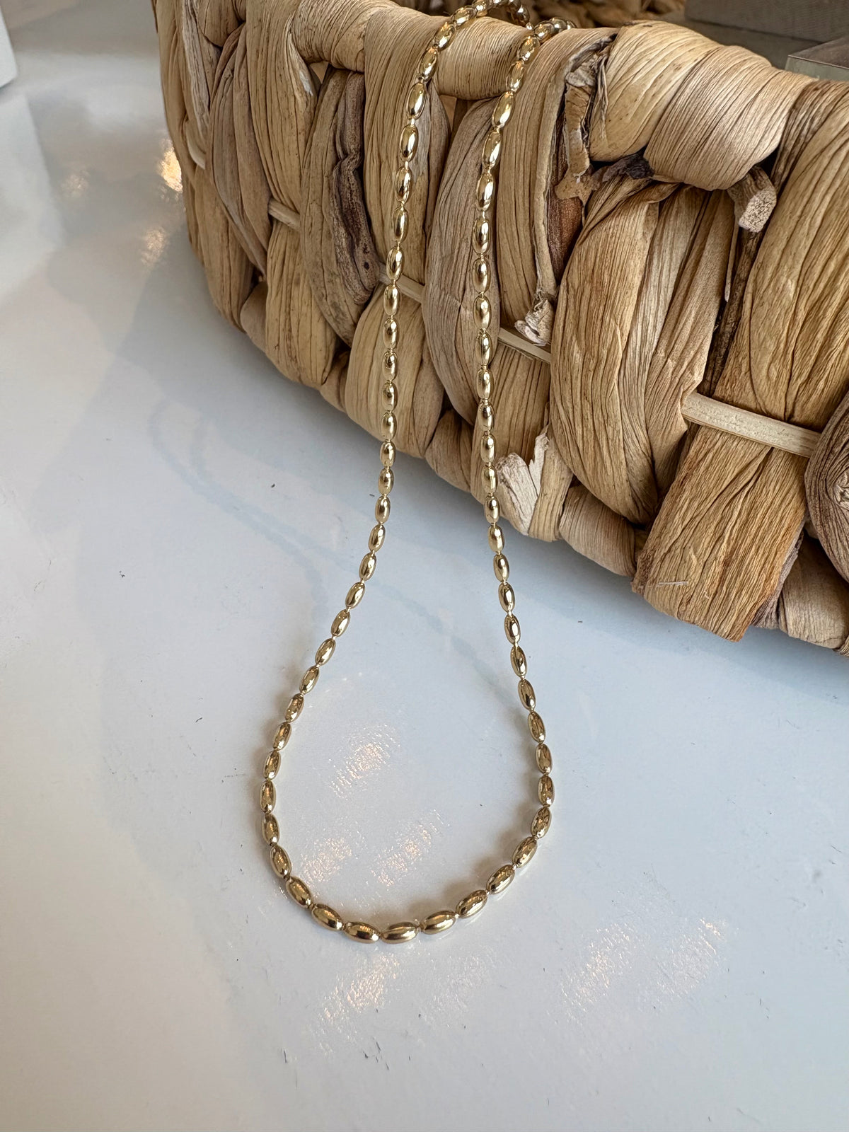Rice Beaded Necklace {Gold}