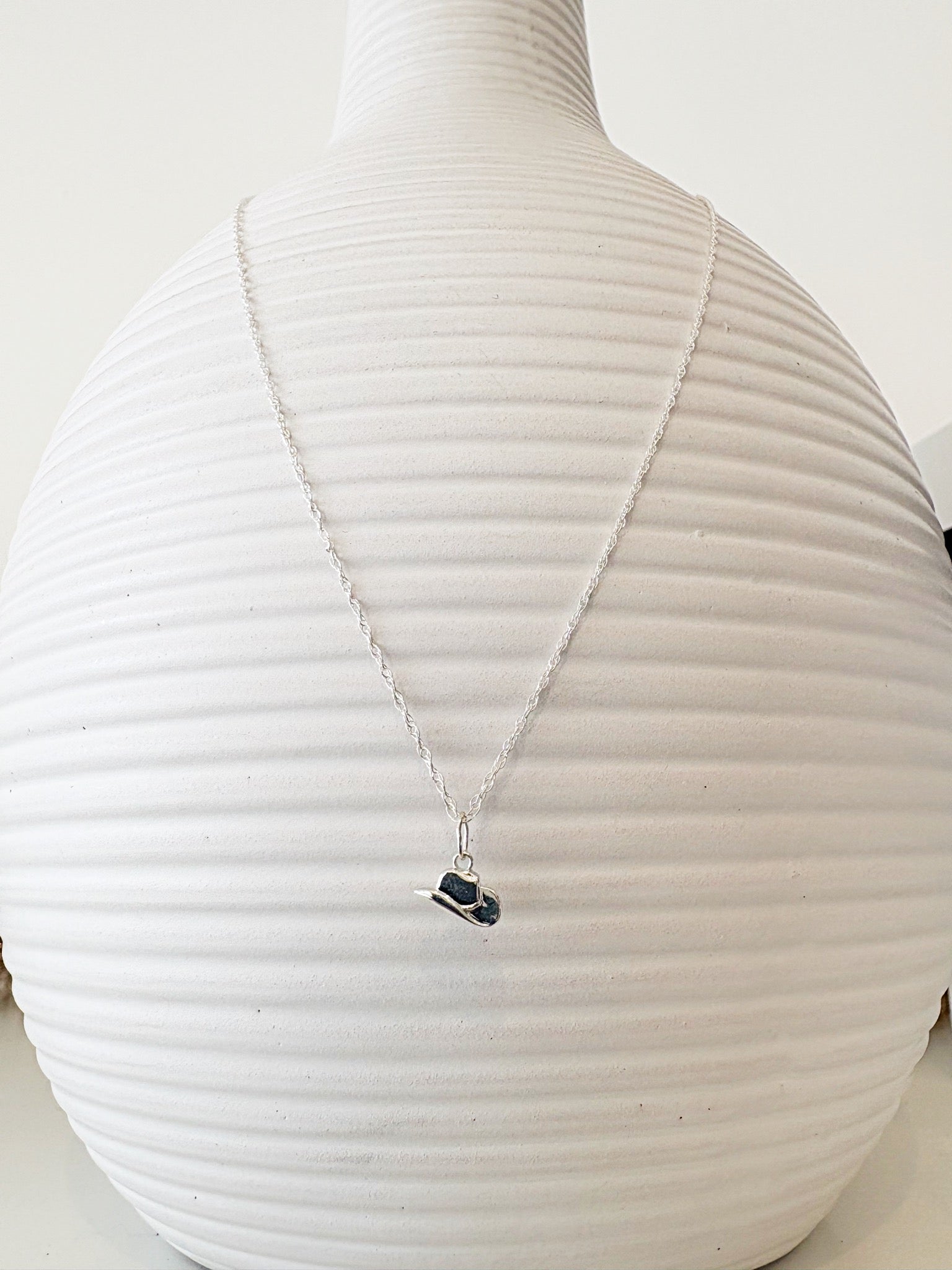 Dainty Cowboy Hat Necklace {Silver}