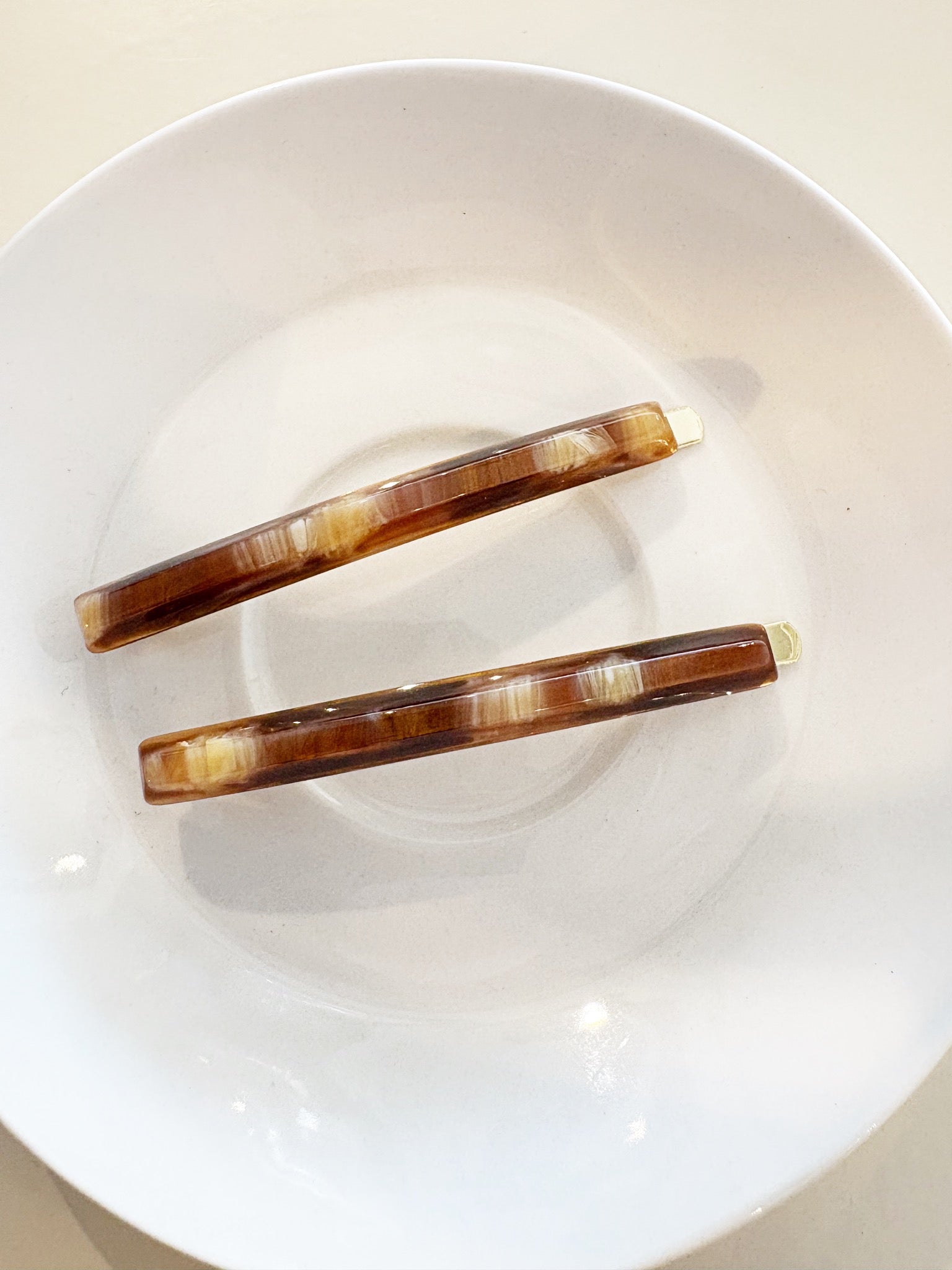 Classic Bobby Pin Pair {Gold/Caramel Horn}