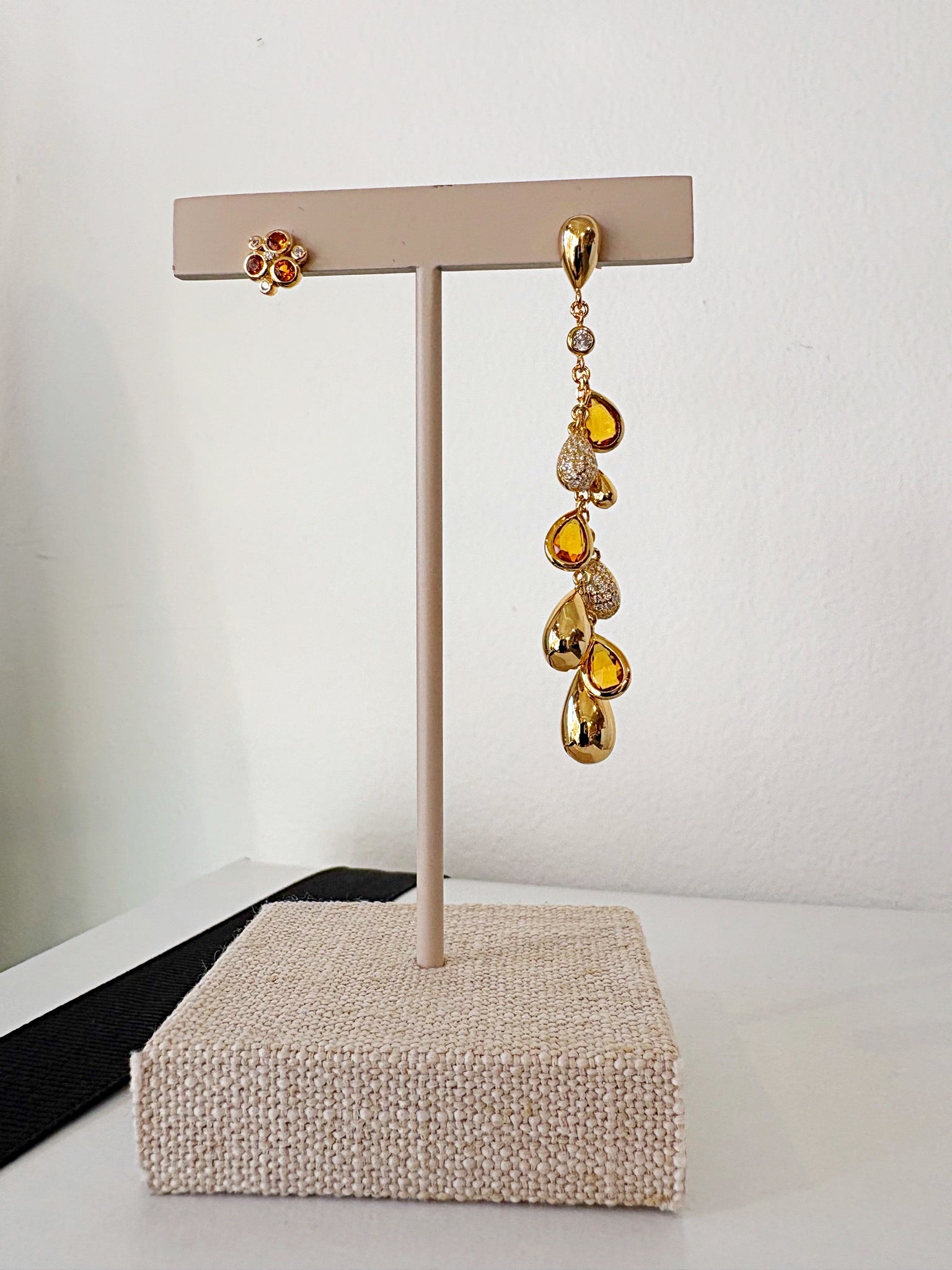 Nano Gem Teardrop Cluster Earrings {Gold}