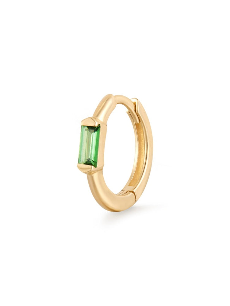 Willow Tsavorite Baguette Huggie Hoop Earring {14kt}