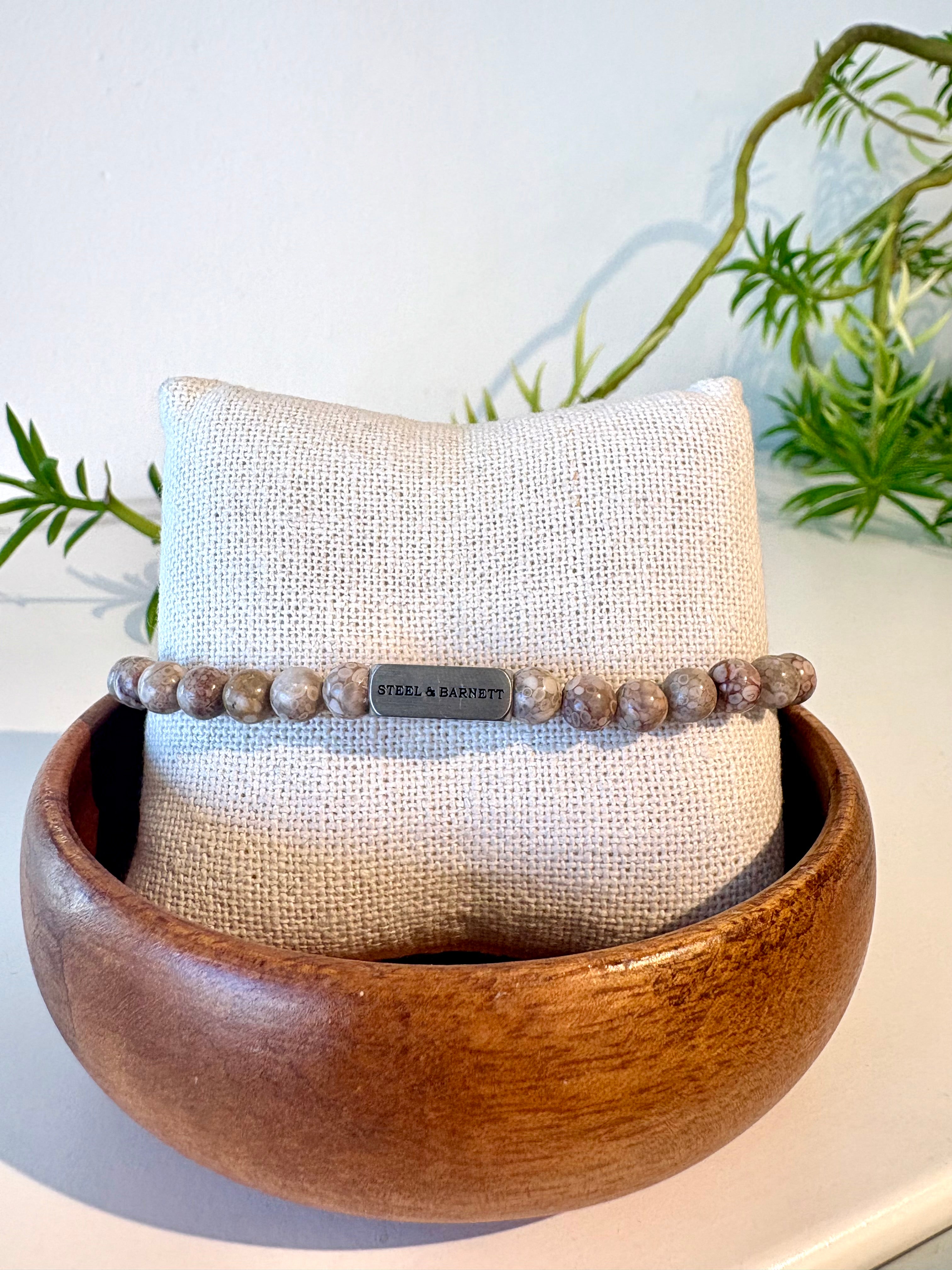 Natural Ned Stones Bracelet {Silver/Maifanite}