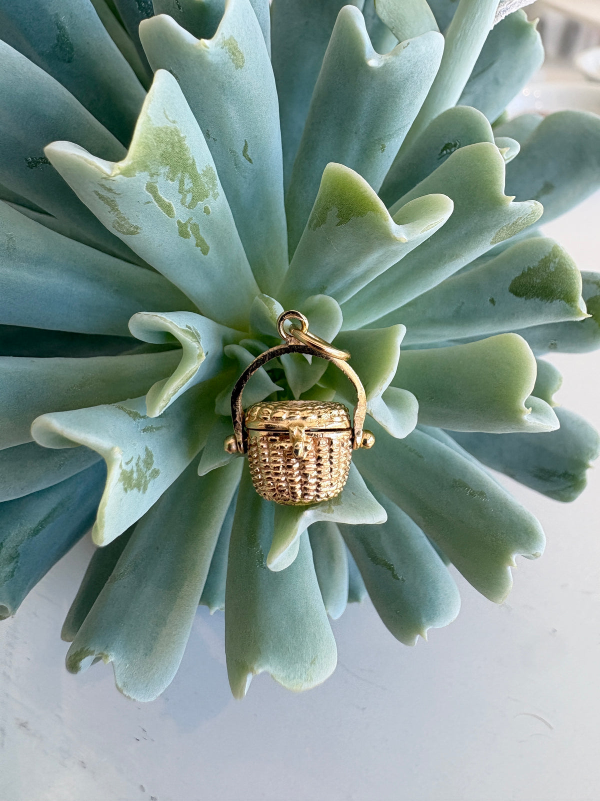 Wicker Basket Charm {14kt/Estate}